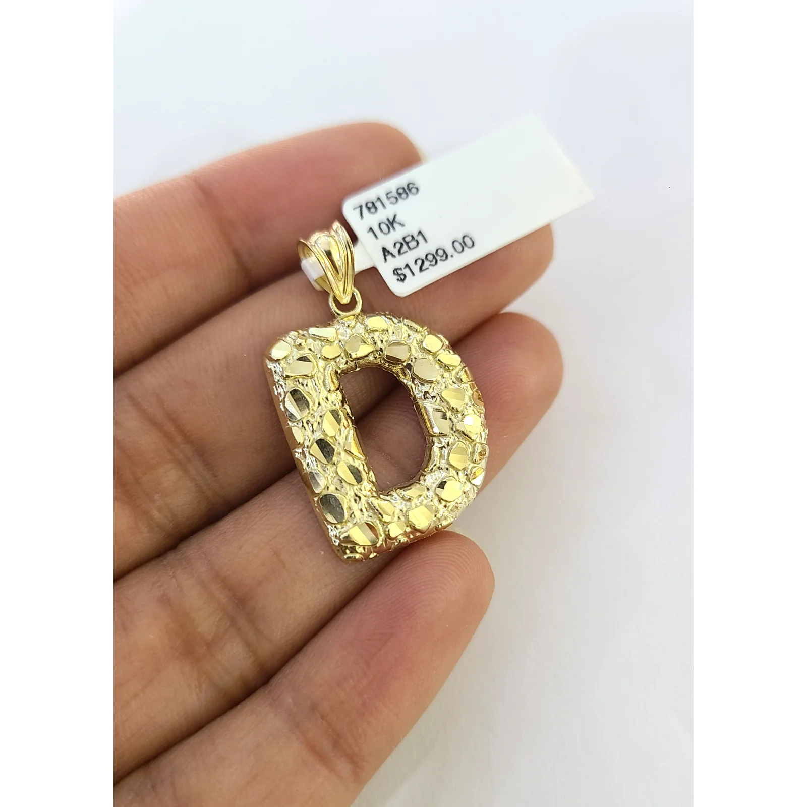 Real 10K Yellow Gold Nugget Alphabet Initials Charm Pendant Genuine 10Kt A to Z - Image 5