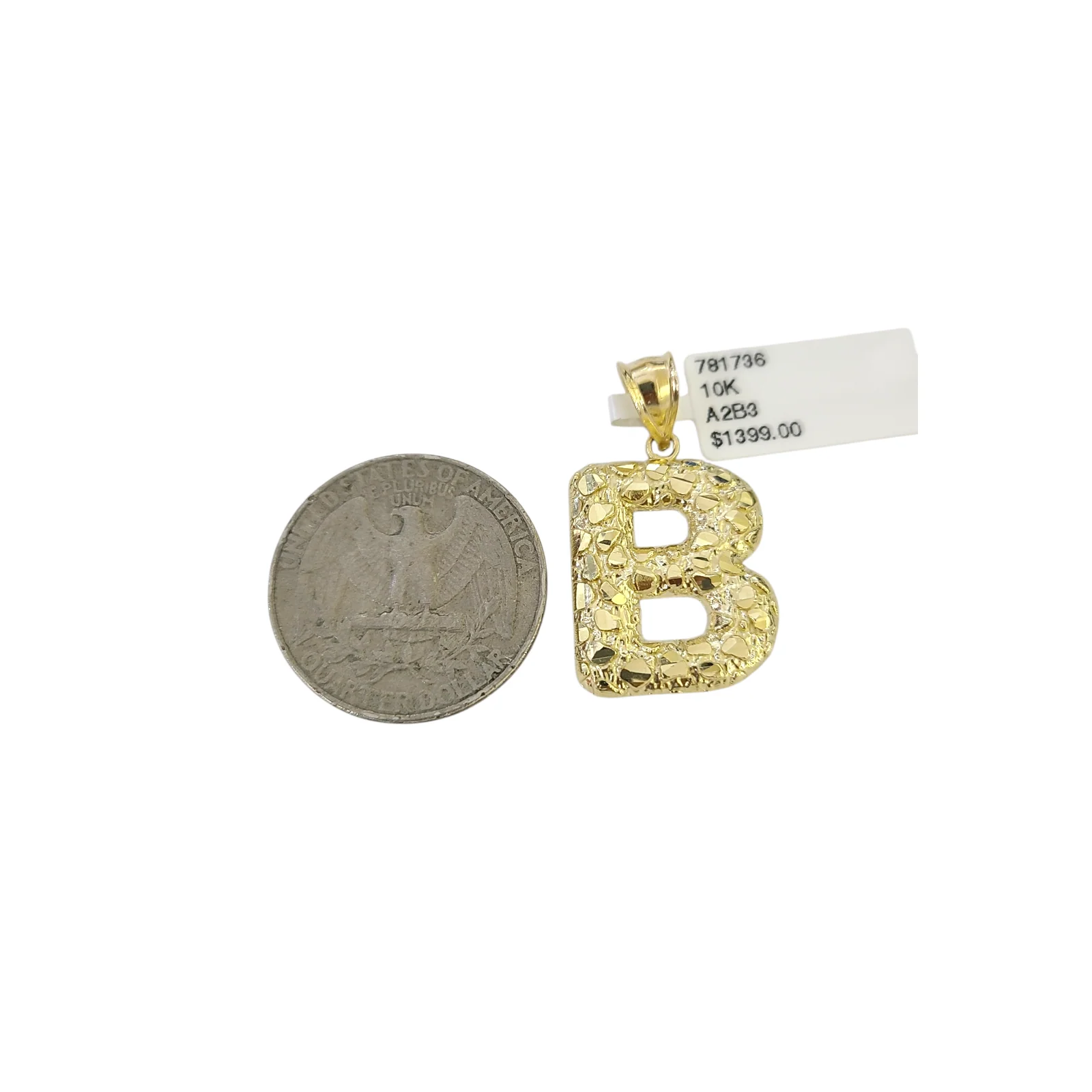 Real 10K Yellow Gold Nugget Alphabet Initials Charm Pendant Genuine 10Kt A to Z - Image 7