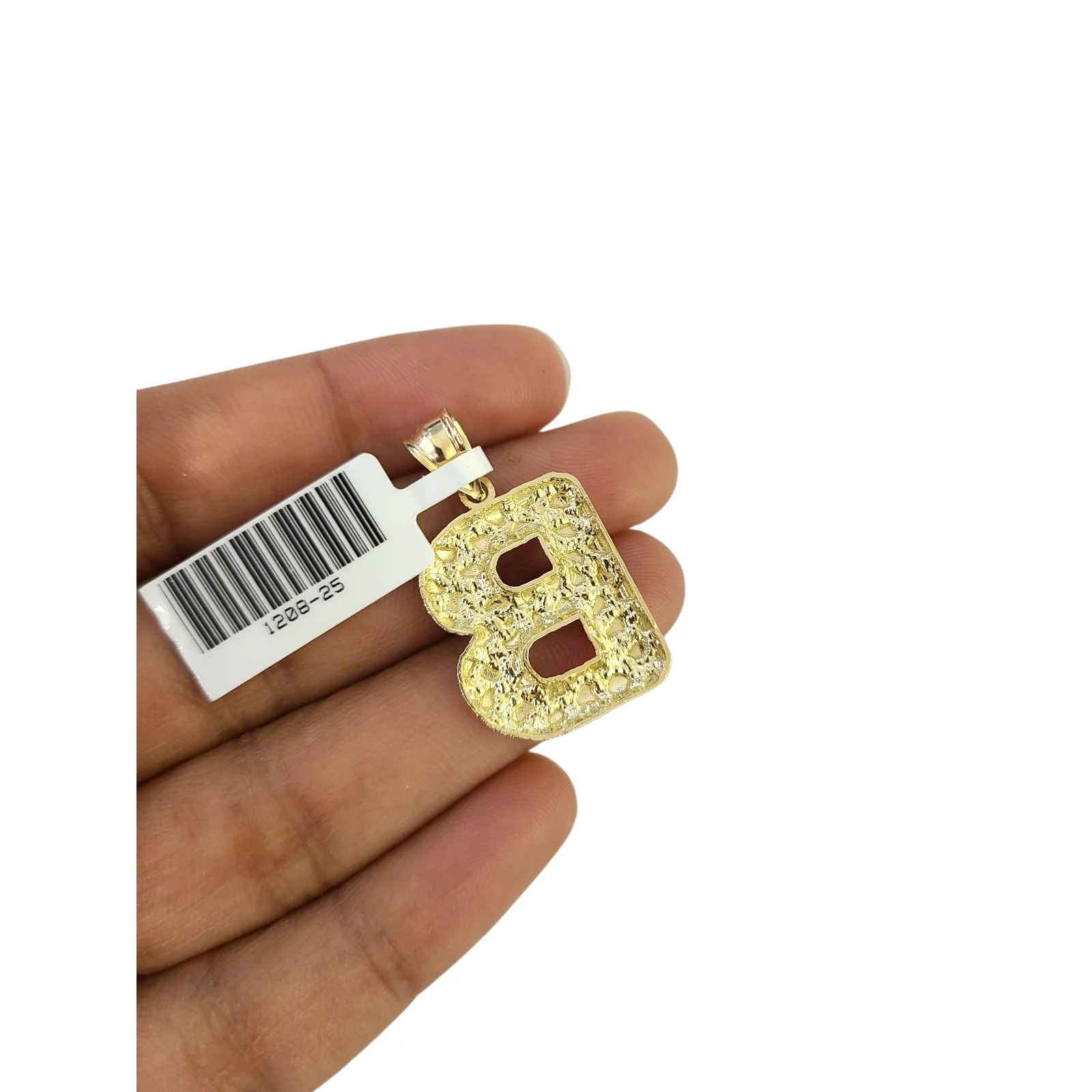 Real 10k Yellow Gold Nugget B Initial Alphabet Charm Pendant 10KT - Image 5