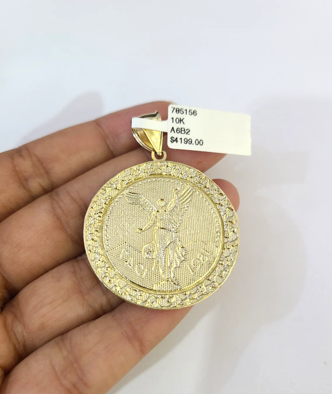 Real 10k Yellow Gold Nugget Centenario Coin Pendant Charm 2 inch 50 Pesos 1947 - Image 5