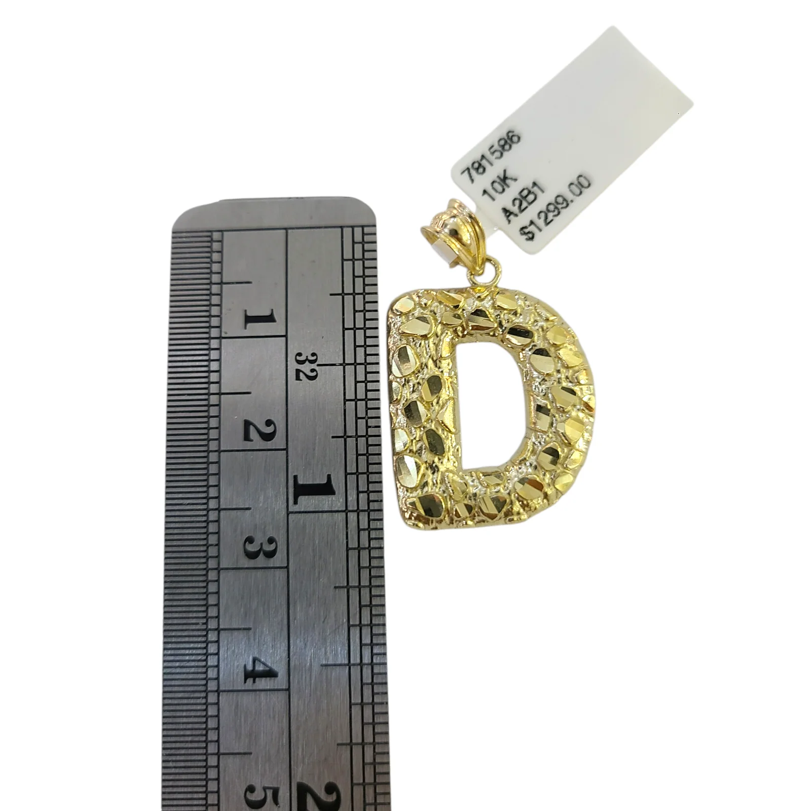 Real 10k Yellow Gold Nugget D Initial Alphabet Charm Pendant 10KT - Image 4
