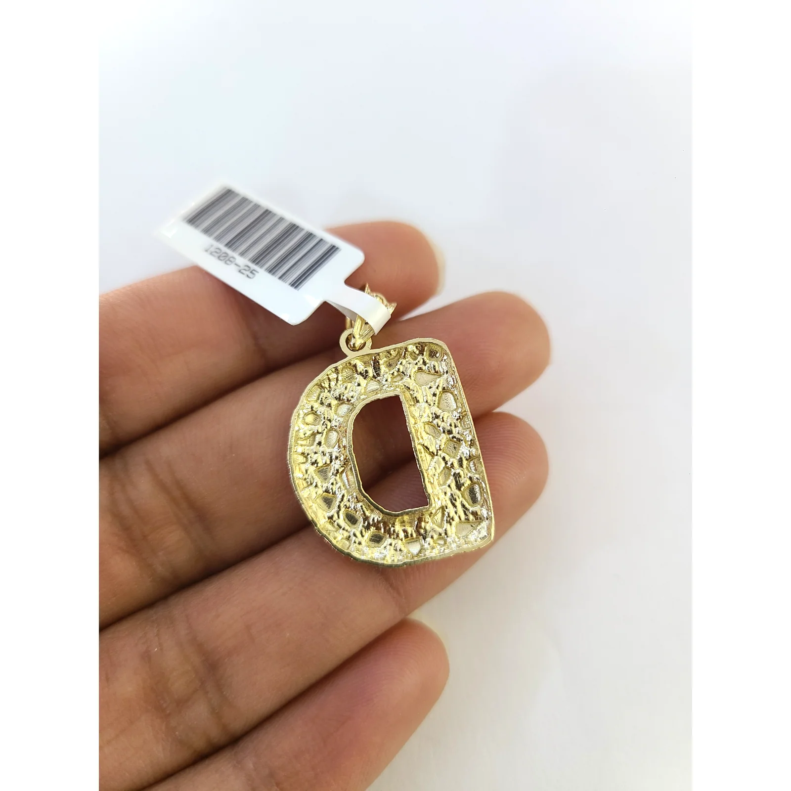 Real 10k Yellow Gold Nugget D Initial Alphabet Charm Pendant 10KT - Image 5