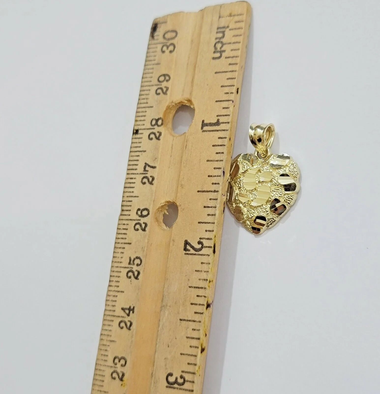 Real 10k Yellow gold nugget heart pendant charm 10kt gold - Image 5