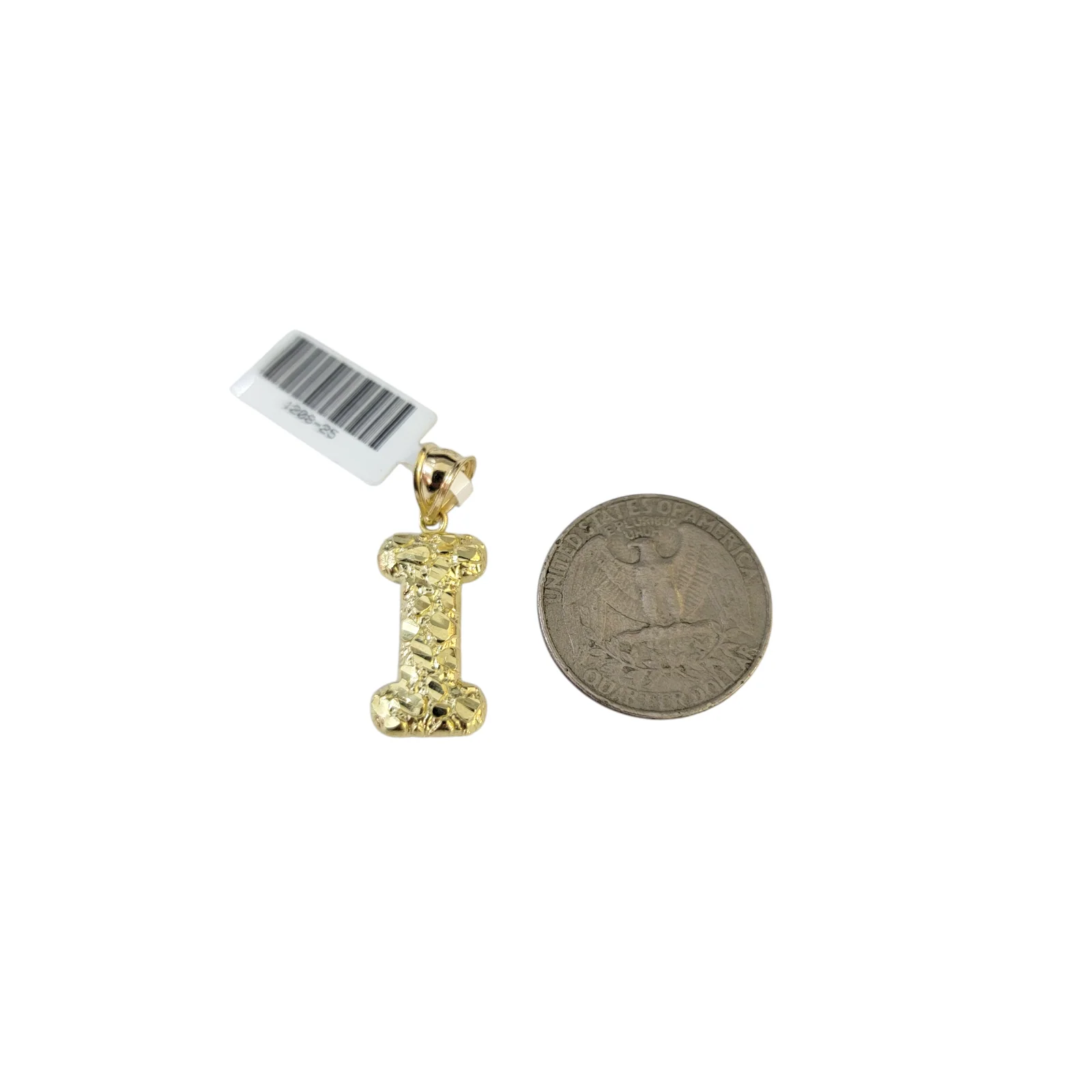 Real 10k Yellow Gold Nugget I Initial Alphabet Charm Pendant 10KT - Image 2