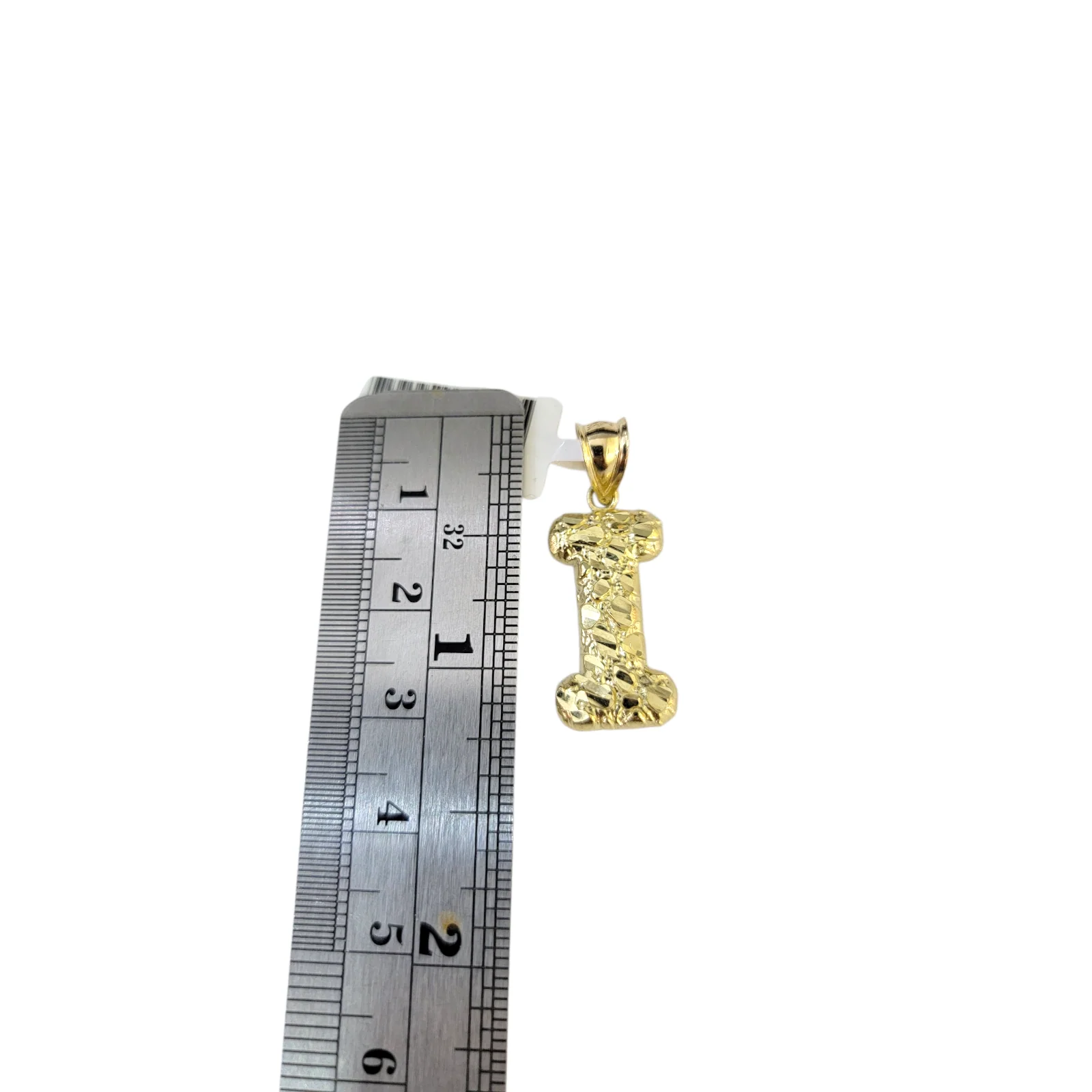 Real 10k Yellow Gold Nugget I Initial Alphabet Charm Pendant 10KT - Image 3