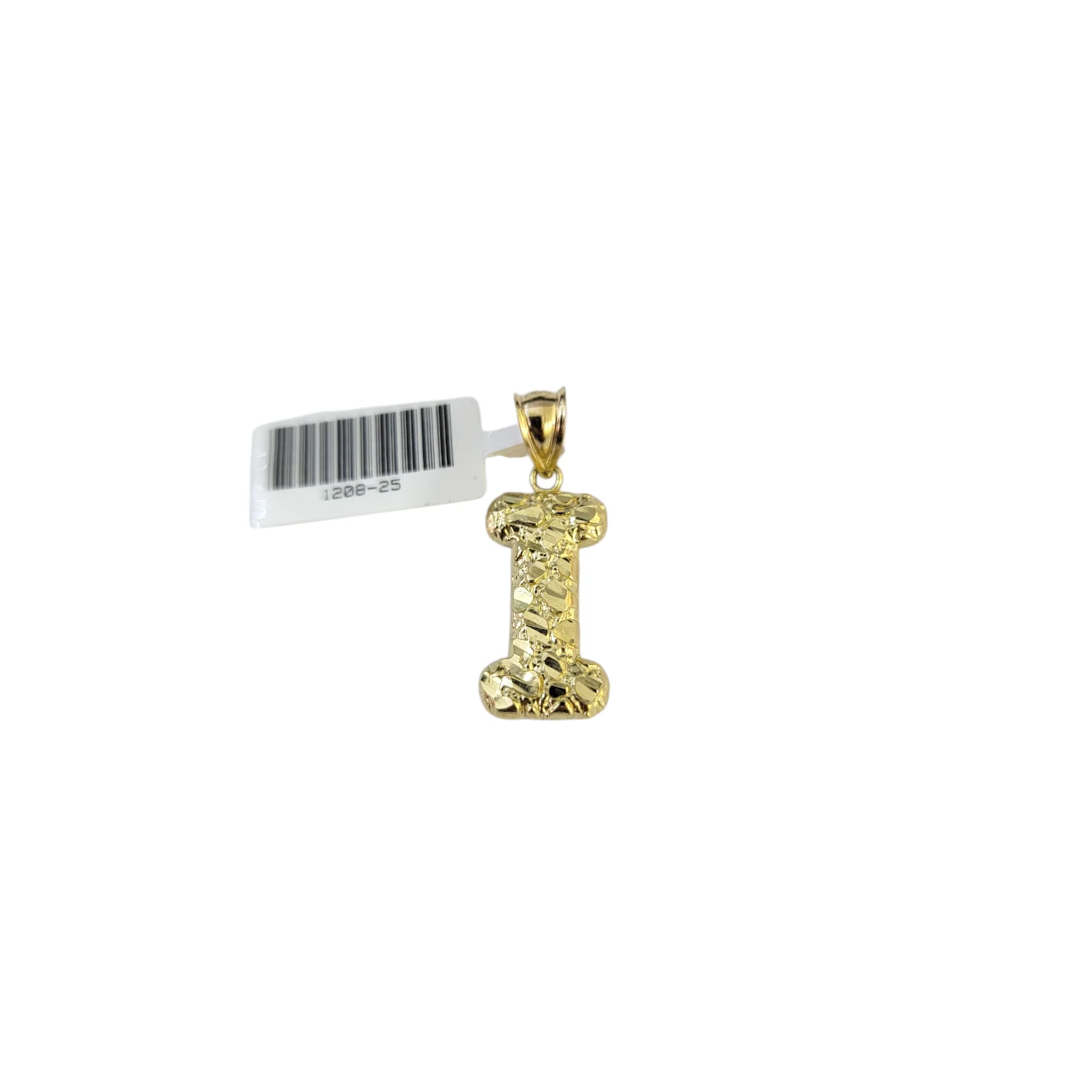 Real 10k Yellow Gold Nugget I Initial Alphabet Charm Pendant 10KT - Image 4