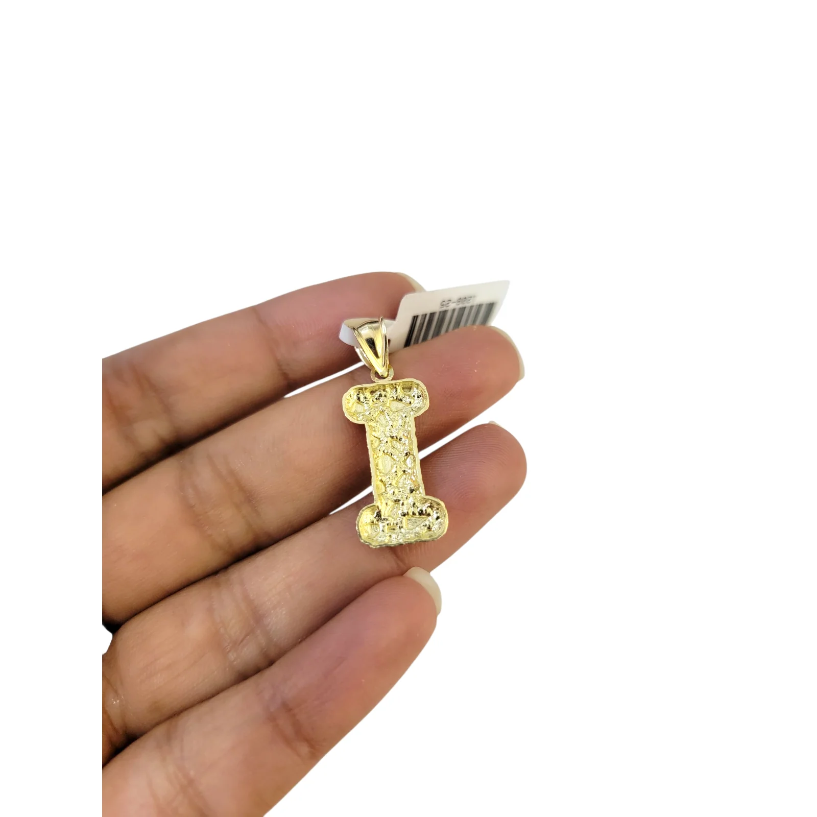Real 10k Yellow Gold Nugget I Initial Alphabet Charm Pendant 10KT - Image 5