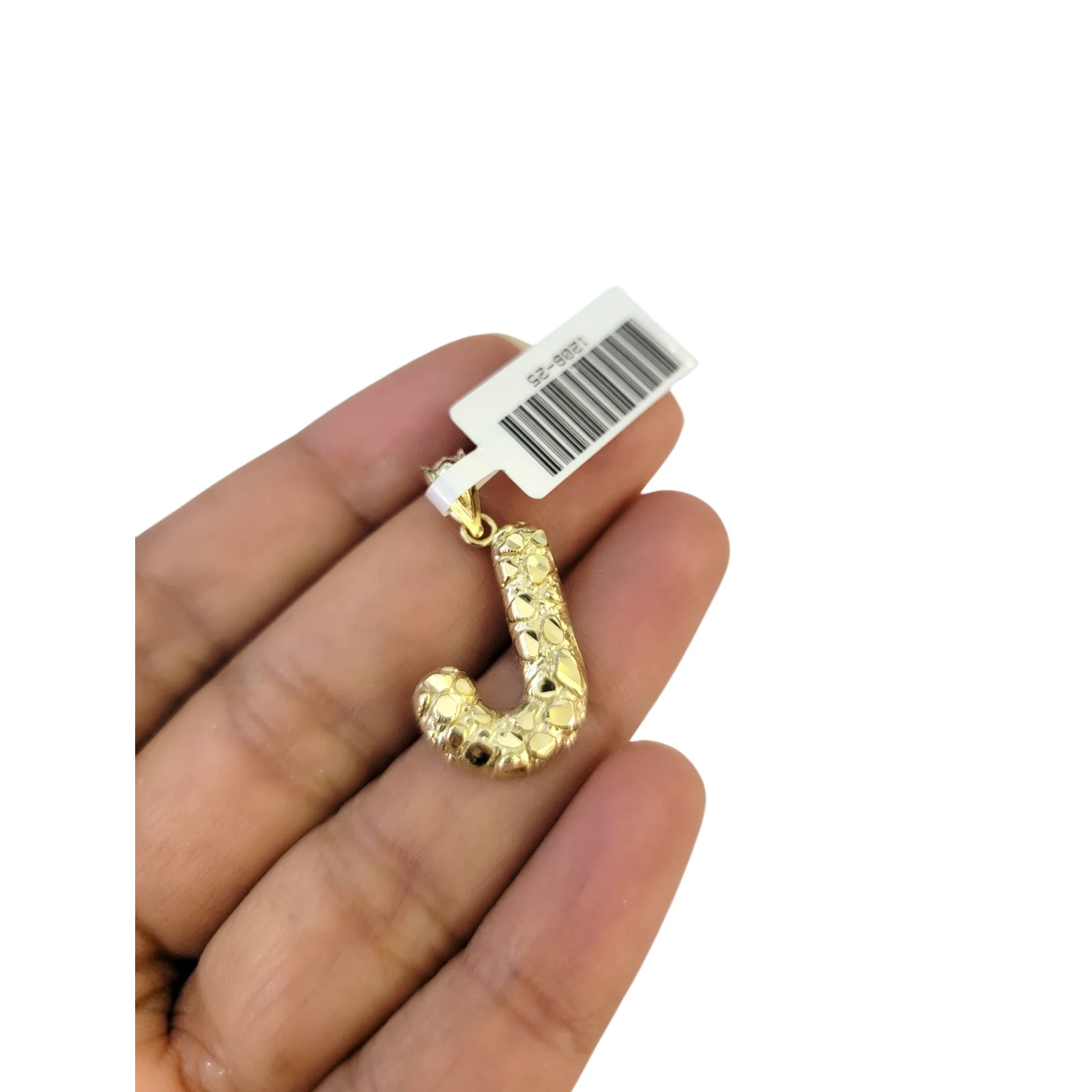 Real 10k Yellow Gold Nugget J Initial Alphabet Charm Pendant 10KT - Image 3