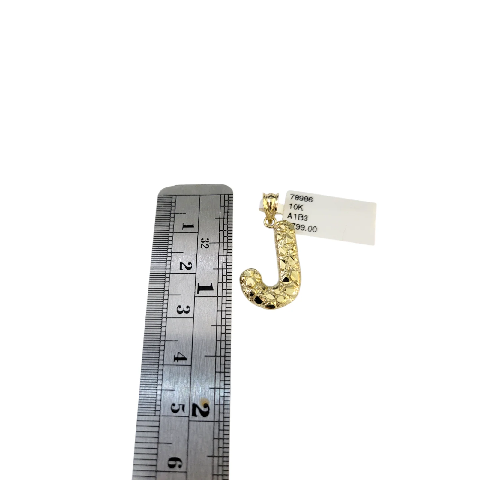 Real 10k Yellow Gold Nugget J Initial Alphabet Charm Pendant 10KT - Image 4