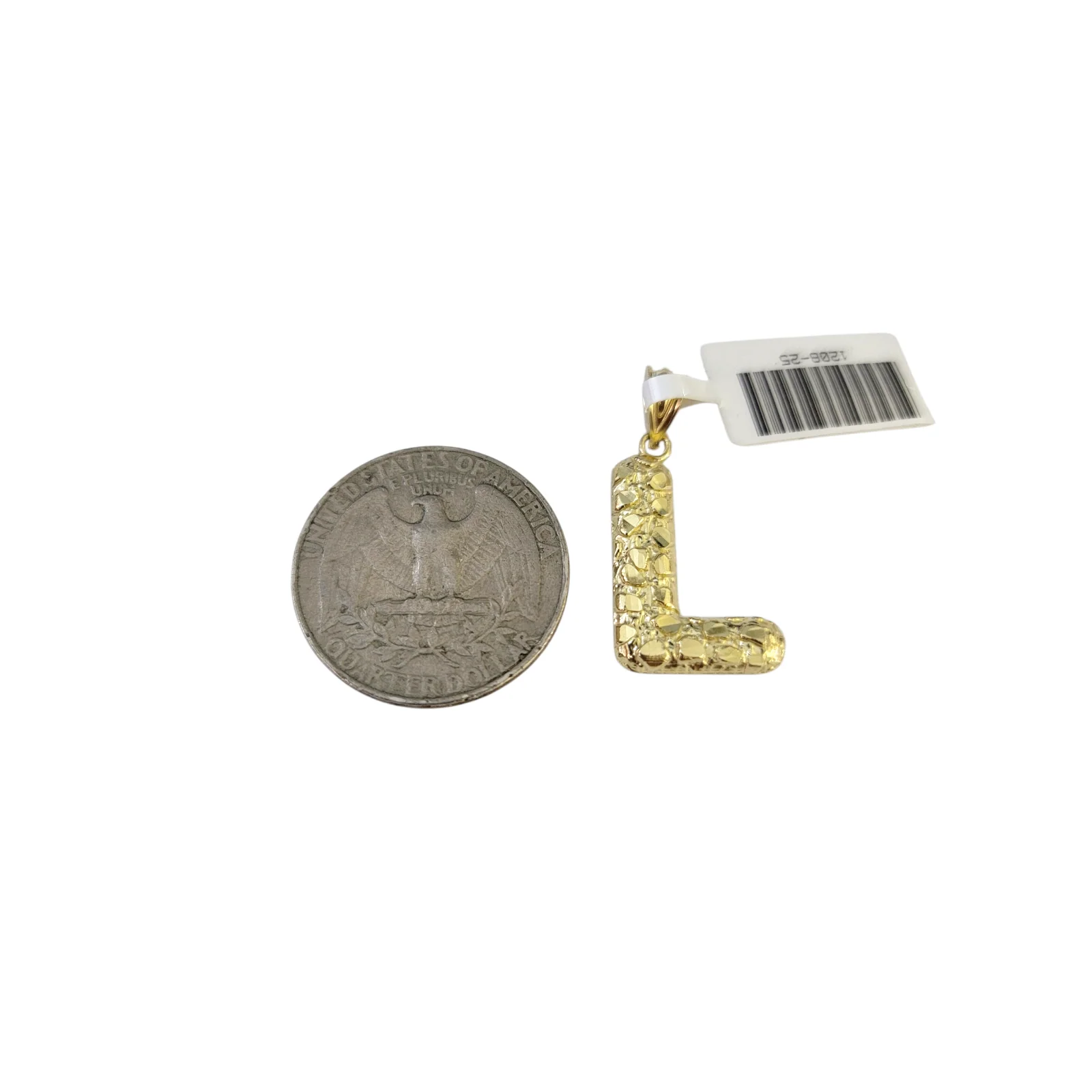 Real 10k Yellow Gold Nugget L Initial Alphabet Charm Pendant 10KT - Image 2