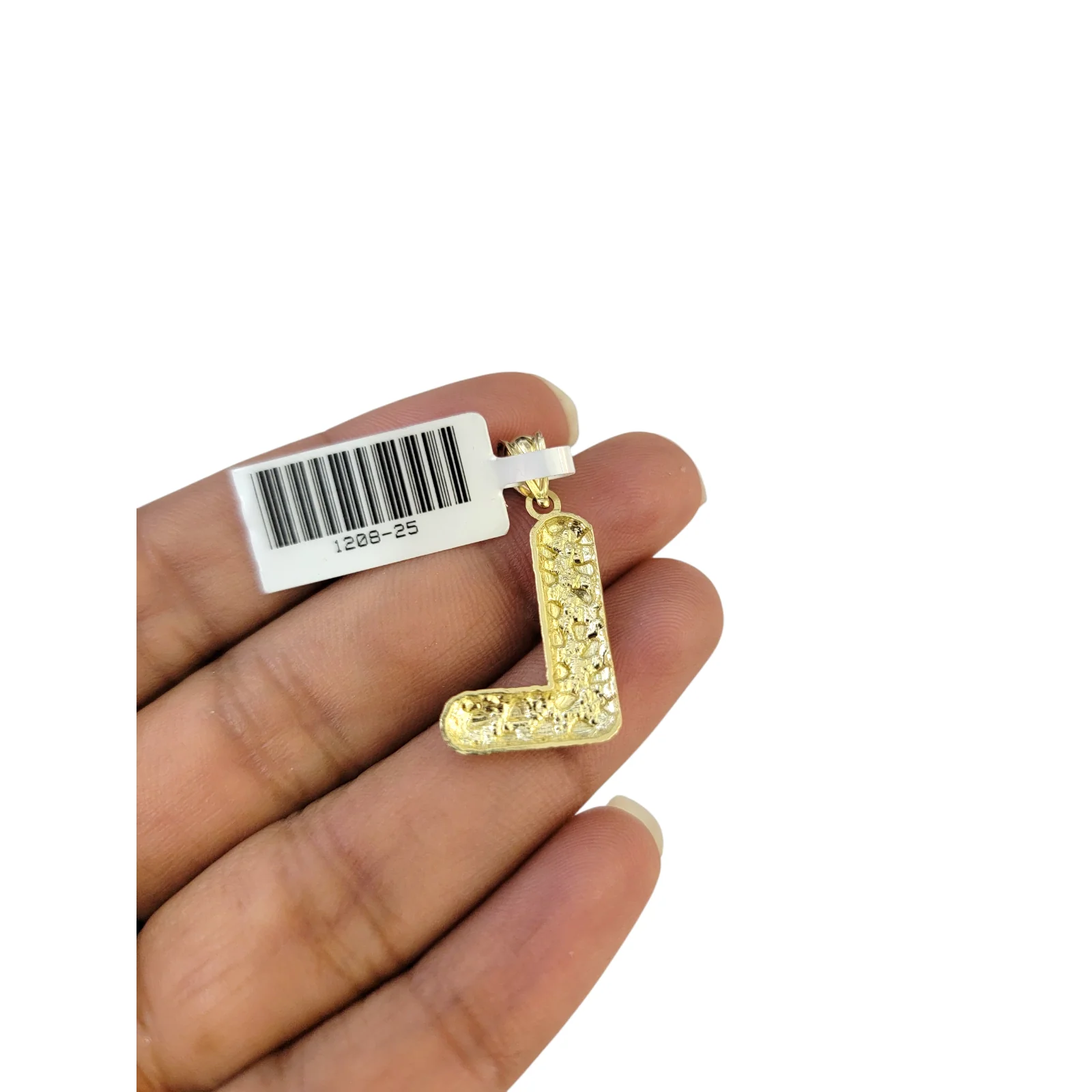 Real 10k Yellow Gold Nugget L Initial Alphabet Charm Pendant 10KT - Image 5