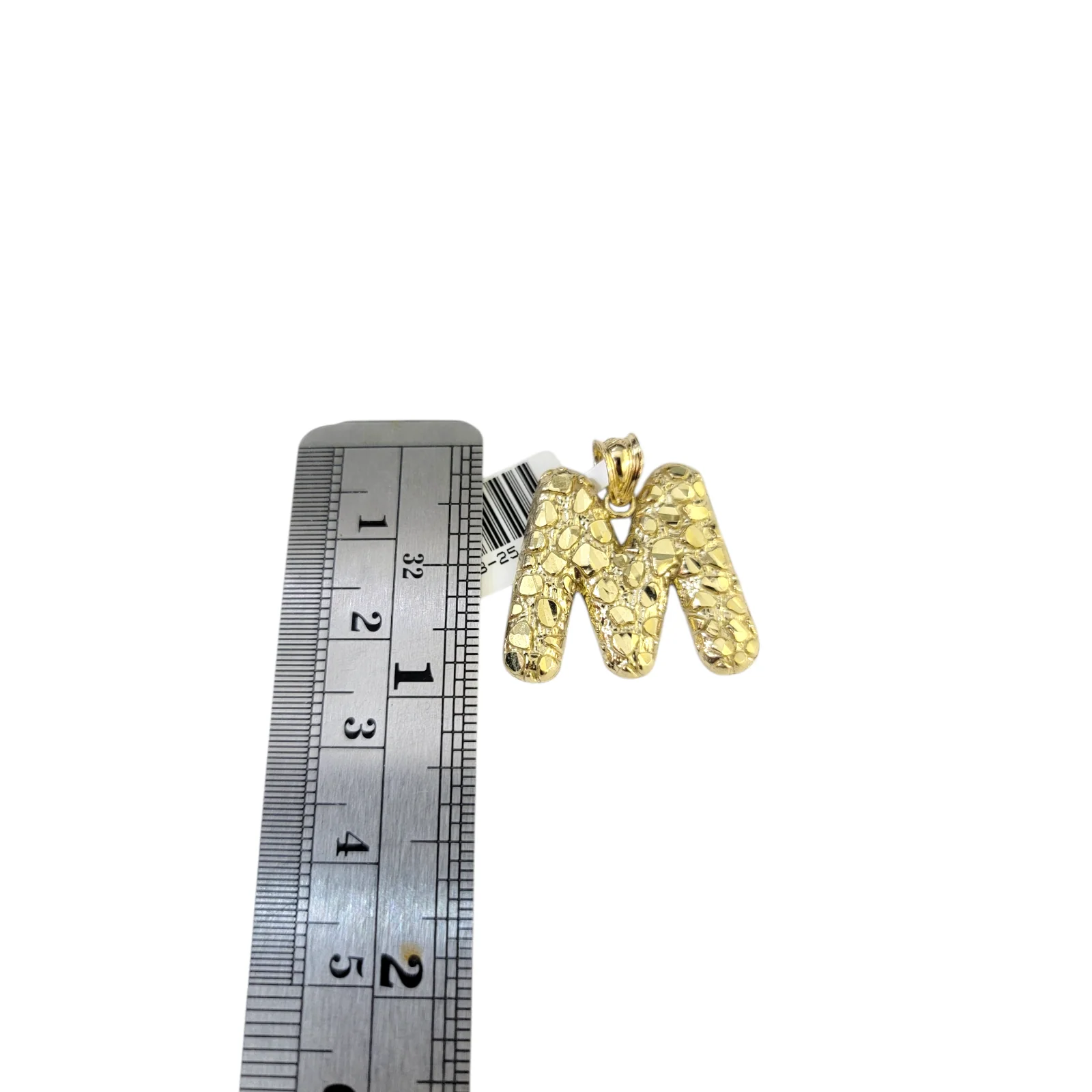 Real 10k Yellow Gold Nugget M Initial Alphabet Charm Pendant 10KT - Image 4