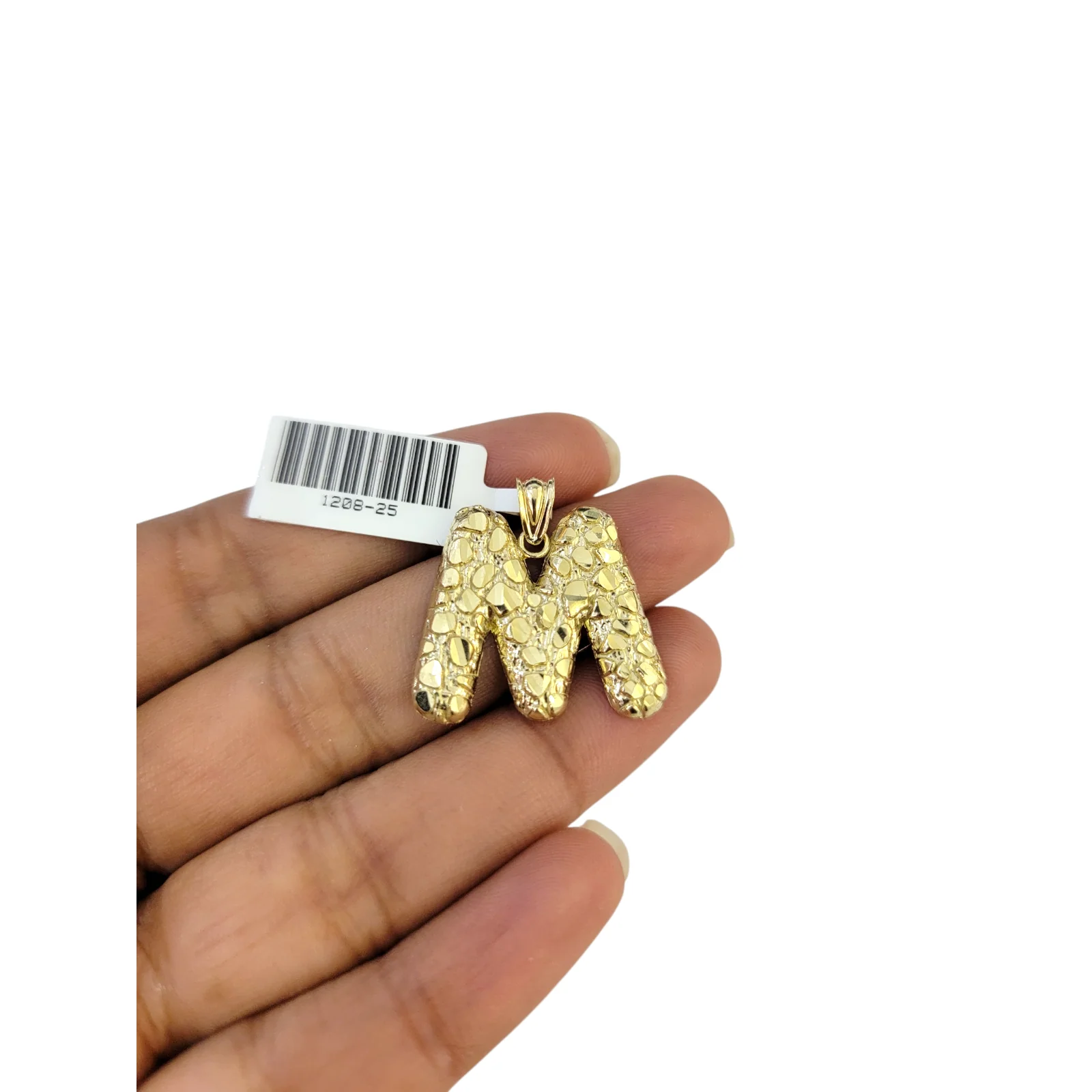 Real 10k Yellow Gold Nugget M Initial Alphabet Charm Pendant 10KT - Image 6