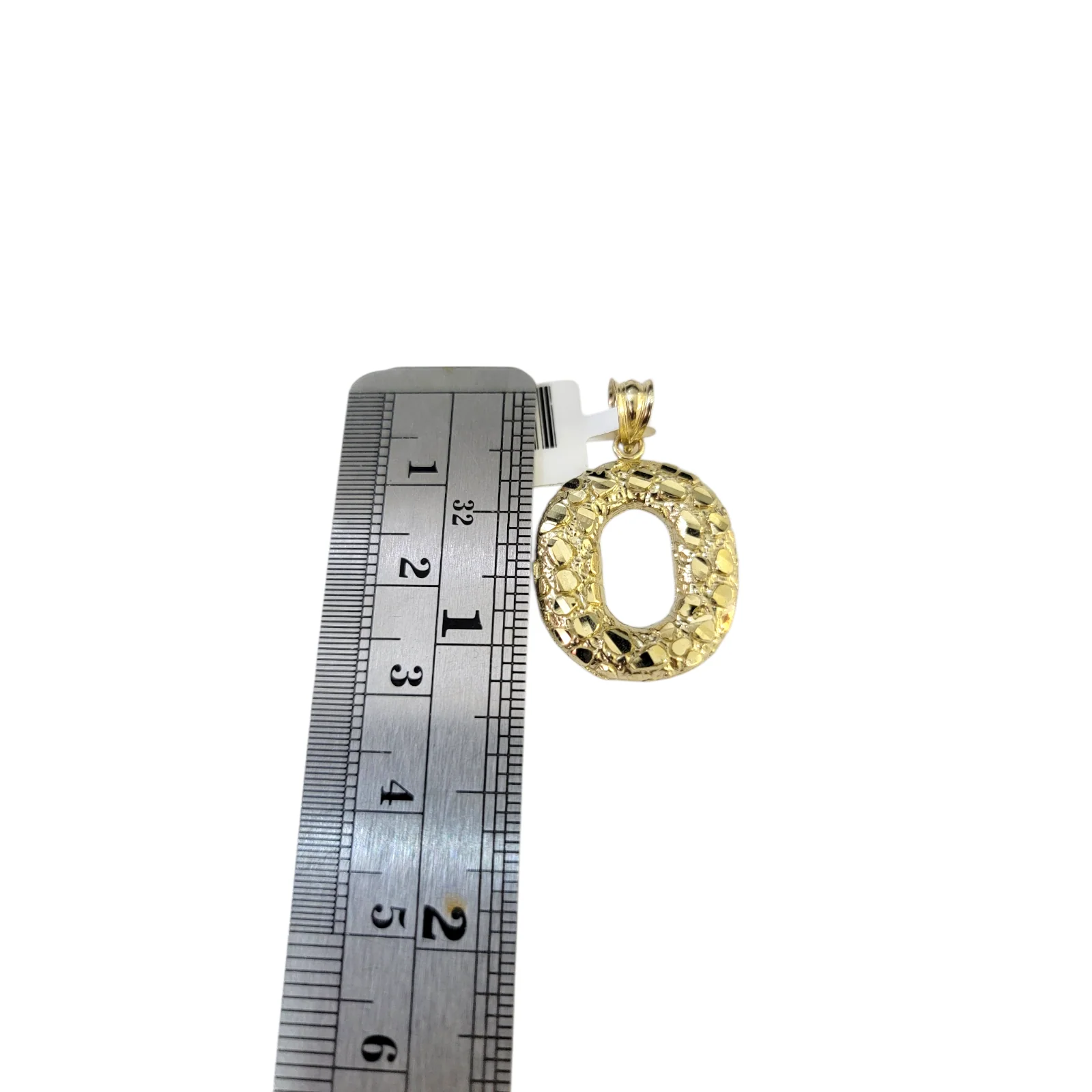 Real 10k Yellow Gold Nugget O Initial Alphabet Charm Pendant 10KT - Image 3