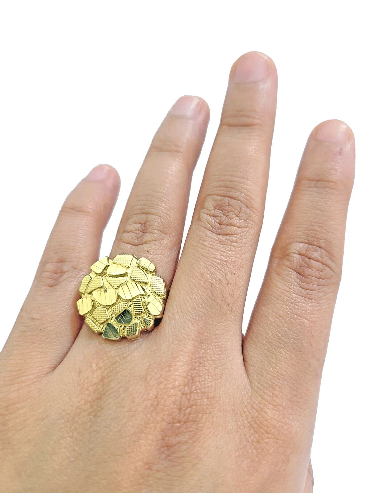 Real 10k Yellow Gold Nugget Ring Band All Sizes 10kt gold - Image 3