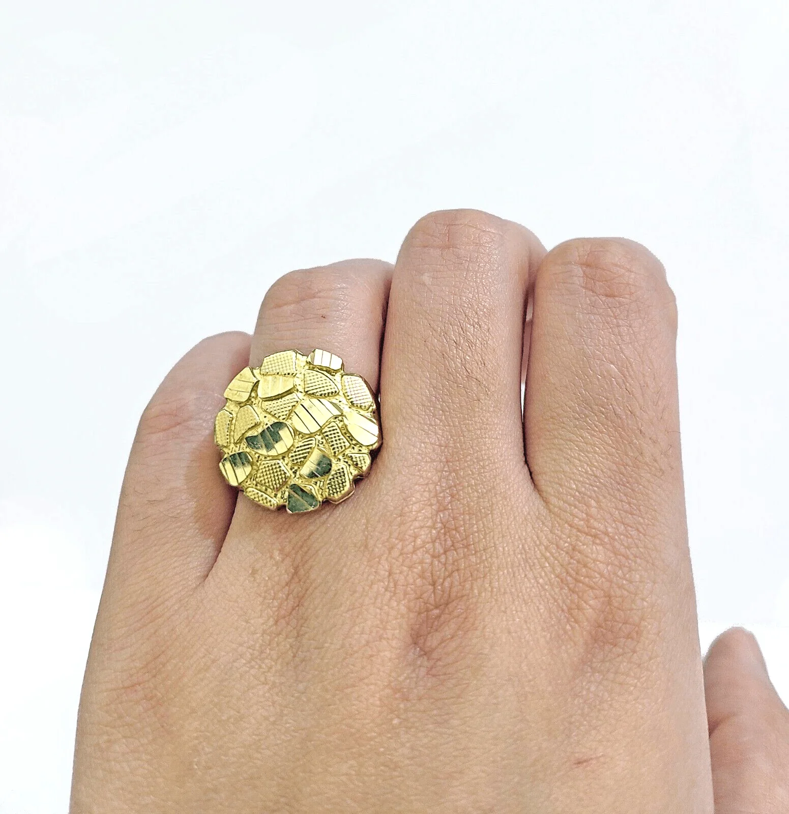 Real 10k Yellow Gold Nugget Ring Band All Sizes 10kt gold - Image 5