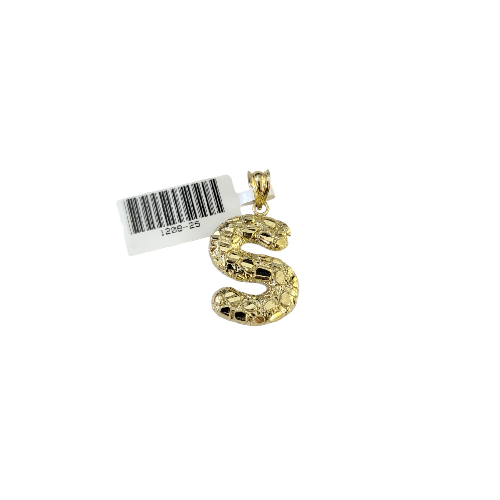 Real 10k Yellow Gold Nugget S Initial Alphabet Charm Pendant 10KT - Image 5