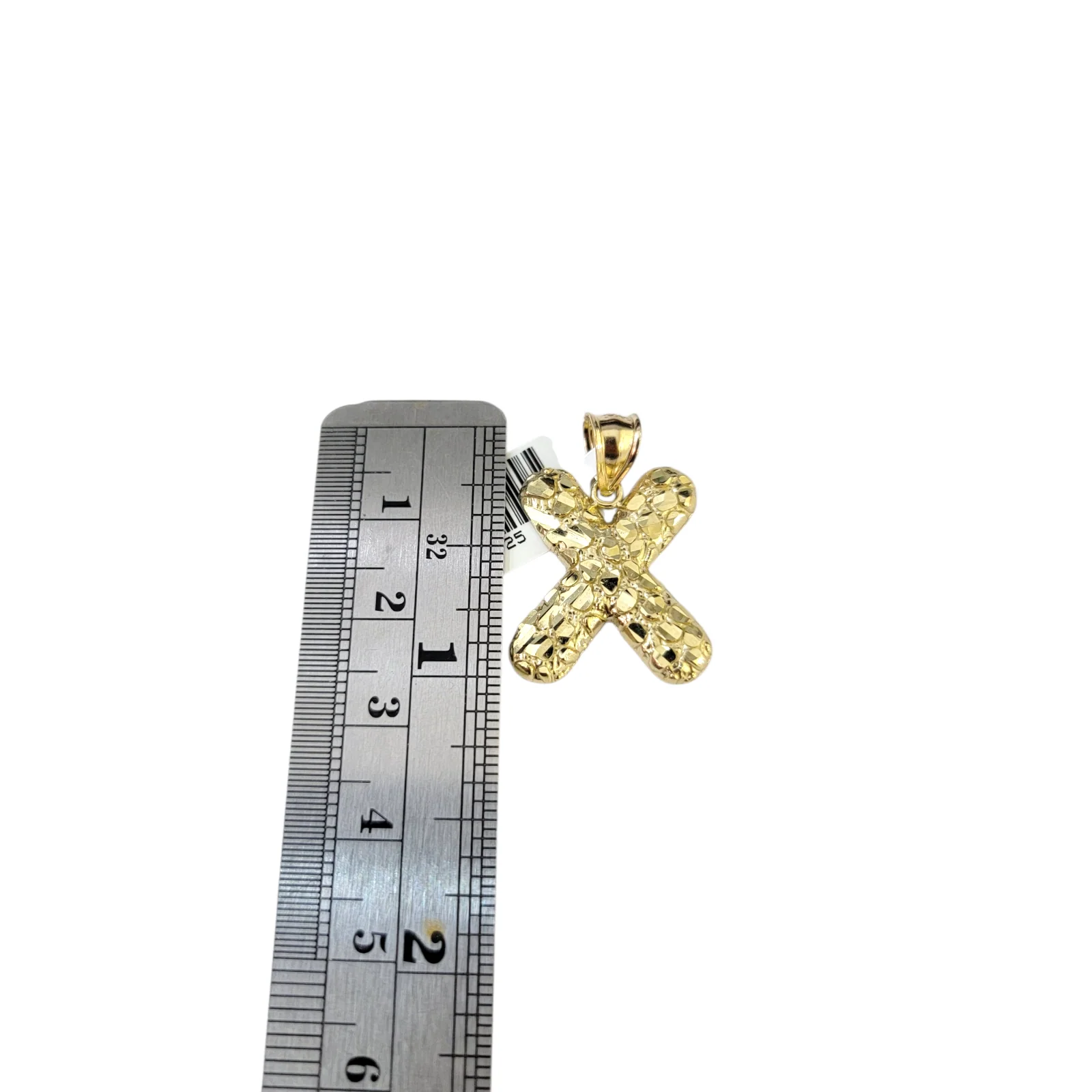 Real 10k Yellow Gold Nugget X Initial Alphabet Charm Pendant 10KT - Image 4
