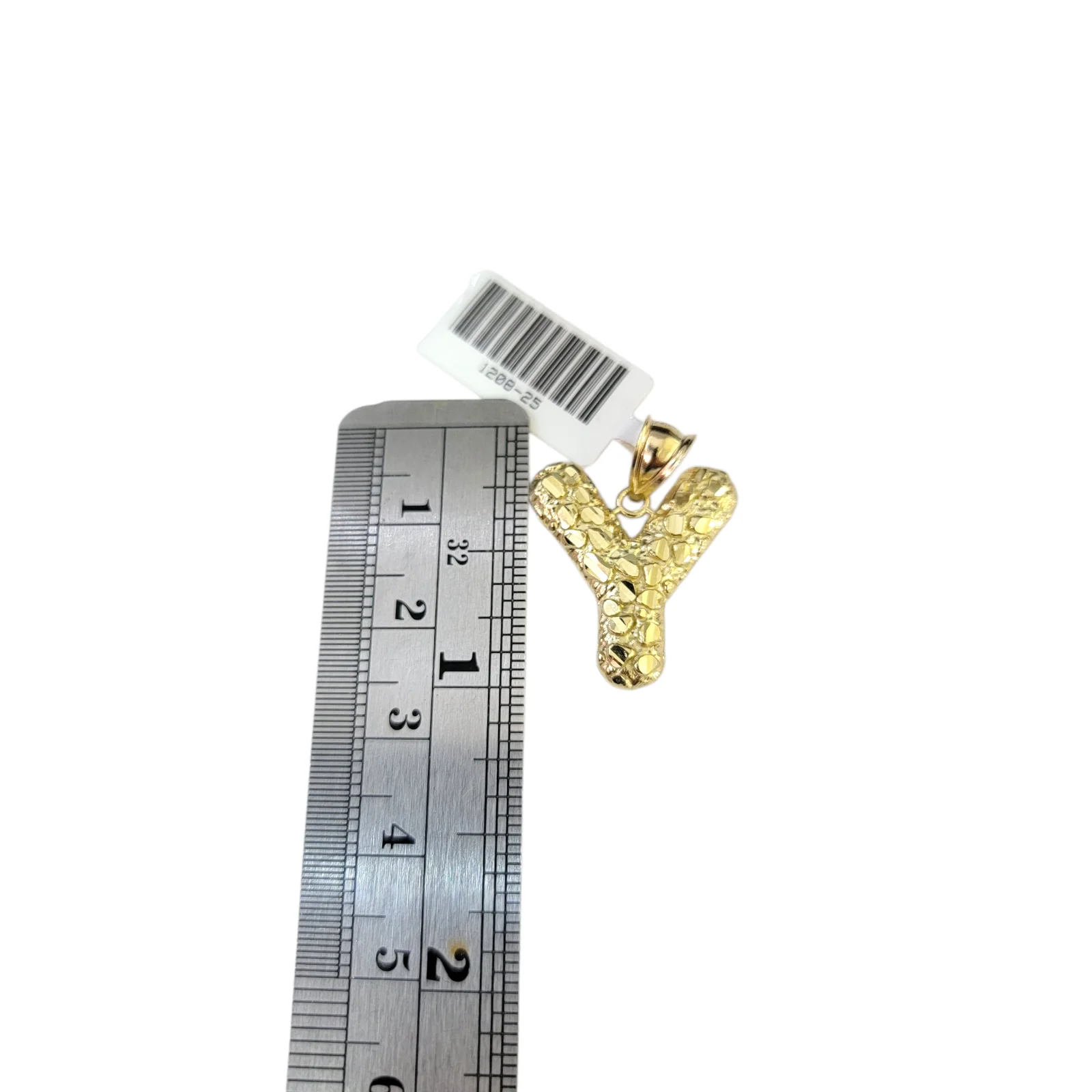 Real 10k Yellow Gold Nugget Y Initial Alphabet Charm Pendant 10KT - Image 4