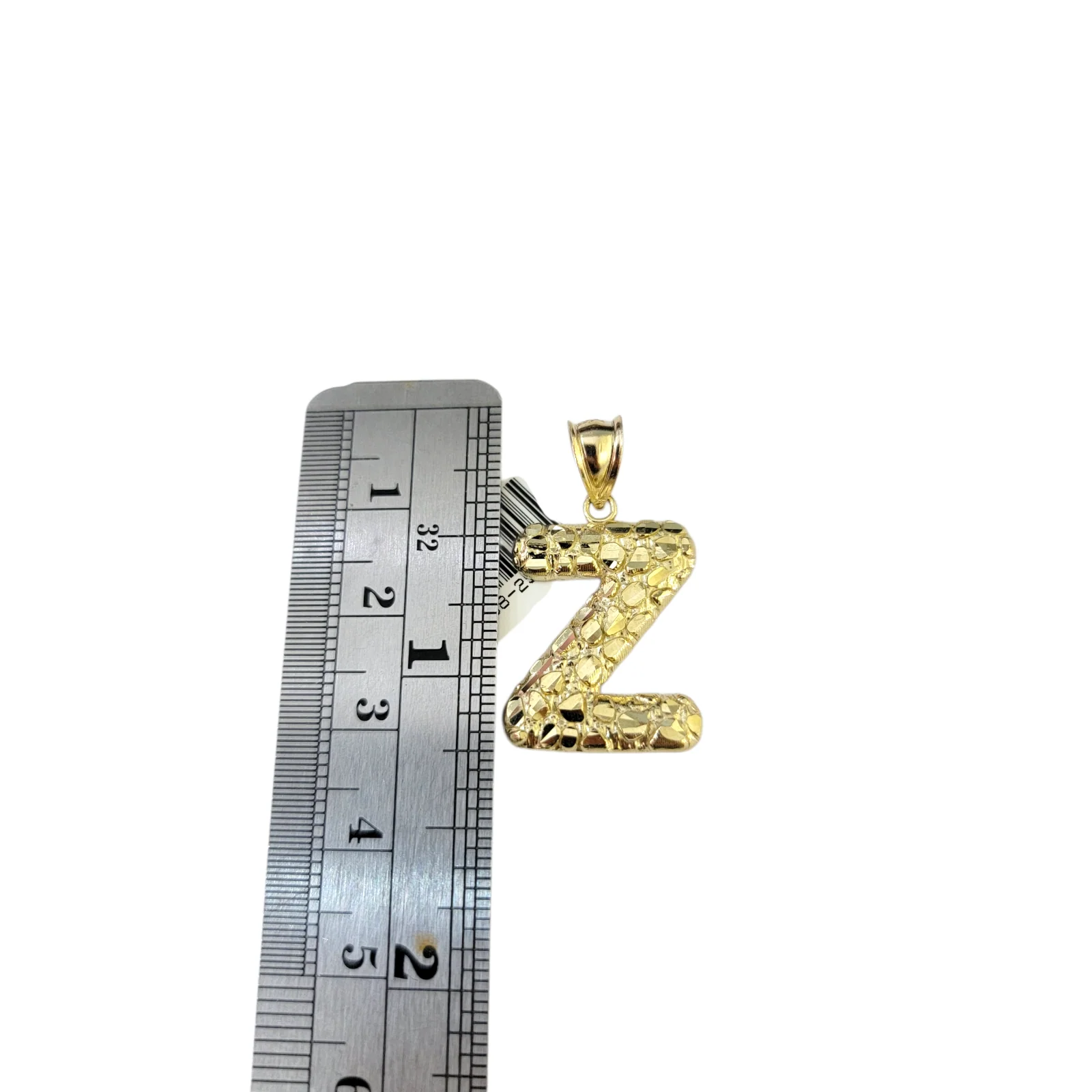 Real 10k Yellow Gold Nugget Z Initial Alphabet Charm Pendant 10KT - Image 3