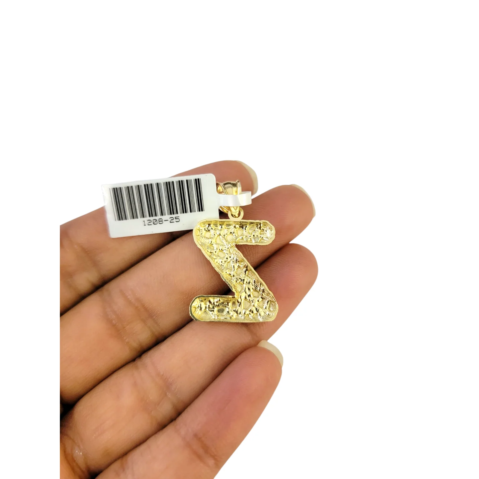 Real 10k Yellow Gold Nugget Z Initial Alphabet Charm Pendant 10KT - Image 4