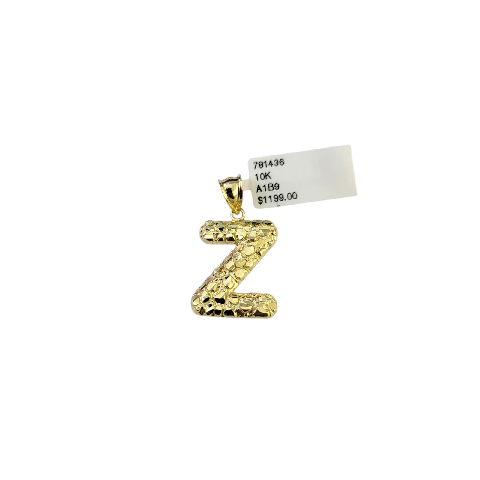 Real 10k Yellow Gold Nugget Z Initial Alphabet Charm Pendant 10KT - Image 5