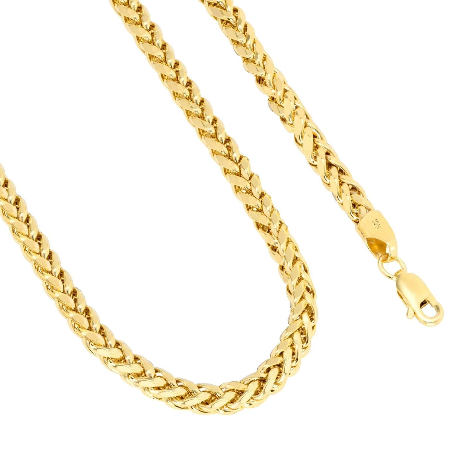 Real 10K Yellow Gold Palm Chain 4mm Necklace 20-26'' inch Lobster Lock Hollow - Image 2