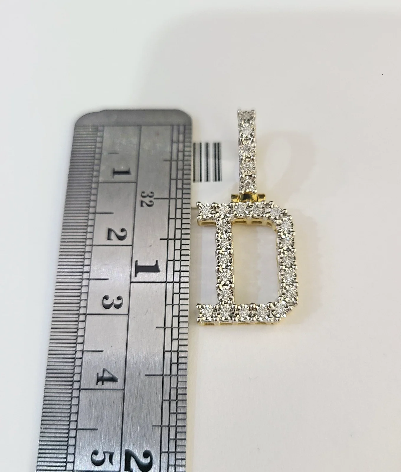 REAL 10k Yellow Gold Palm Chain D Diamond Initial Pendant SET 3mm Necklace - Image 3