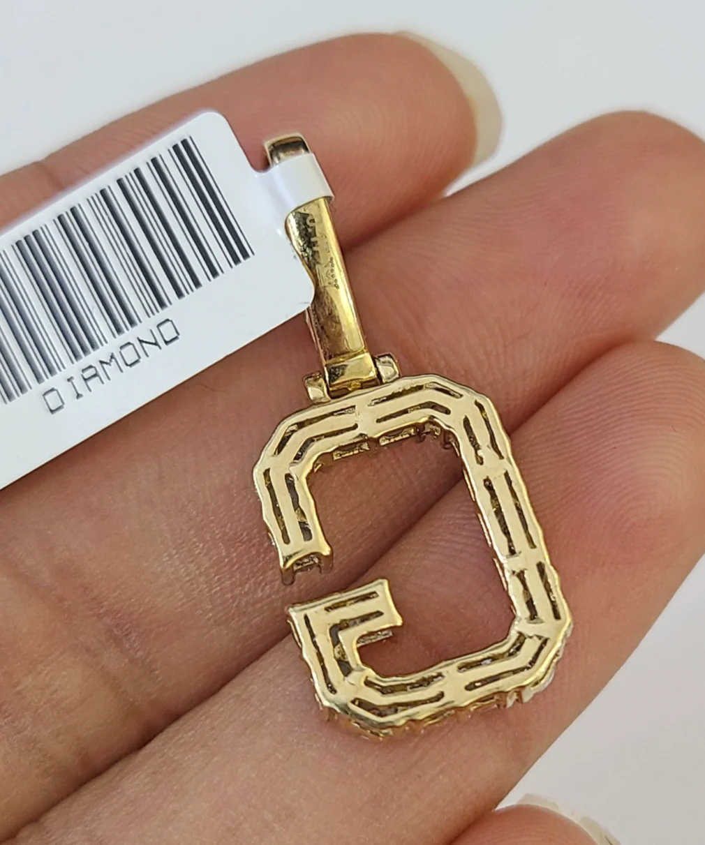 REAL 10k Yellow Gold Palm Chain G Diamond Initial Pendant Charm 3mm SET Necklace - Image 7