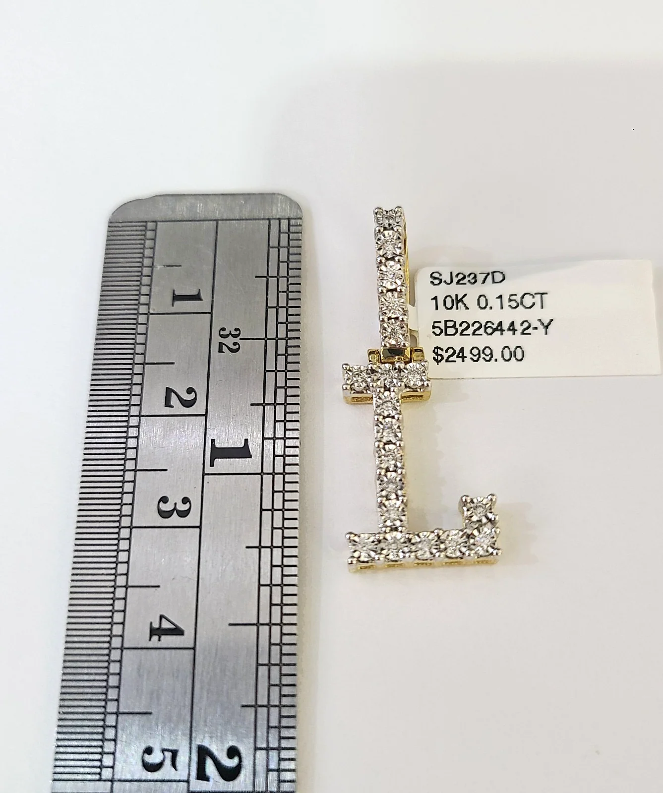 REAL 10k Yellow Gold Palm Chain L Diamond Initial Pendant Charm 3mm SET Necklace - Image 2