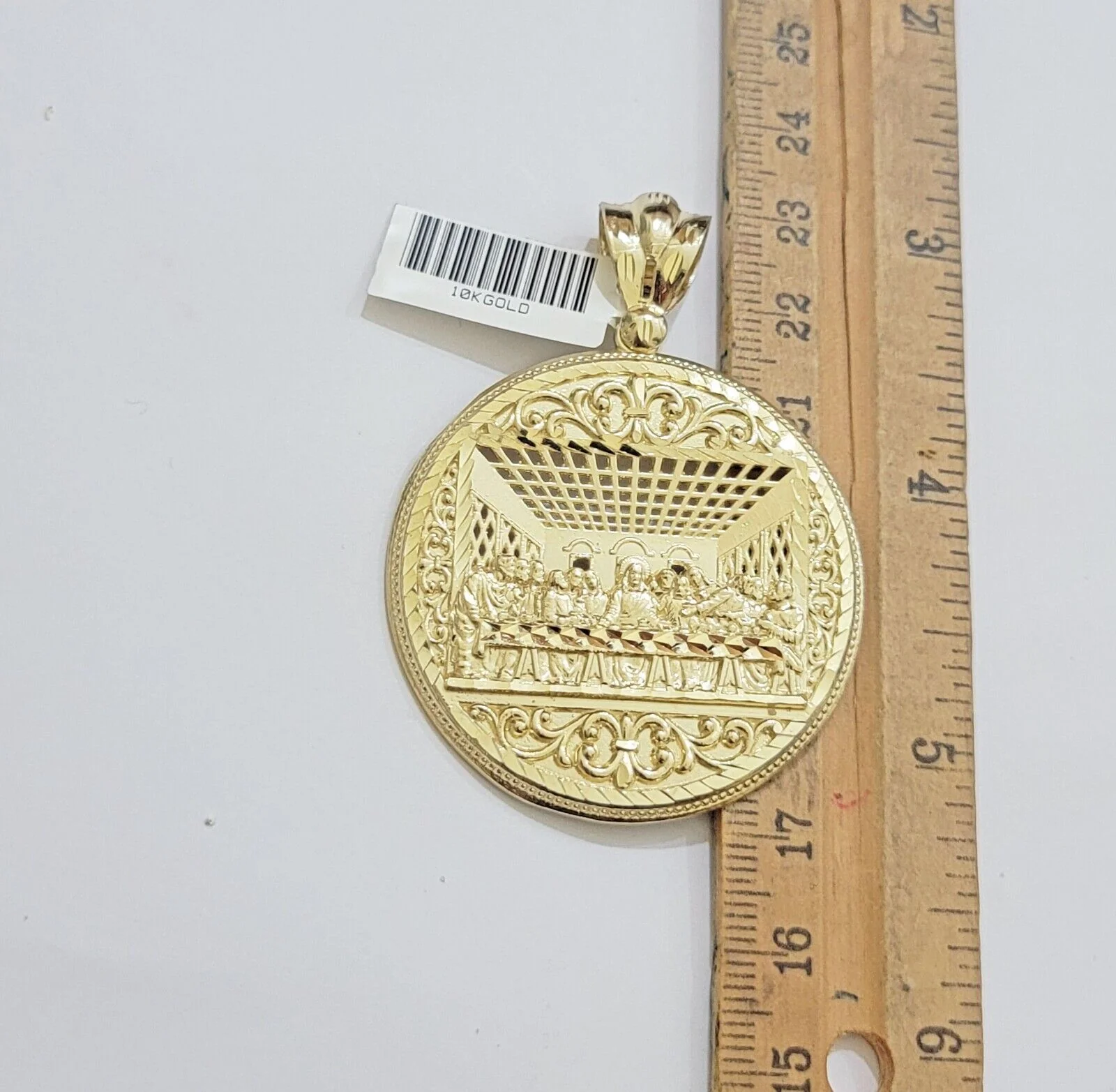 REAL 10k Yellow Gold Pendant Last Supper charm For Mens. - Image 4