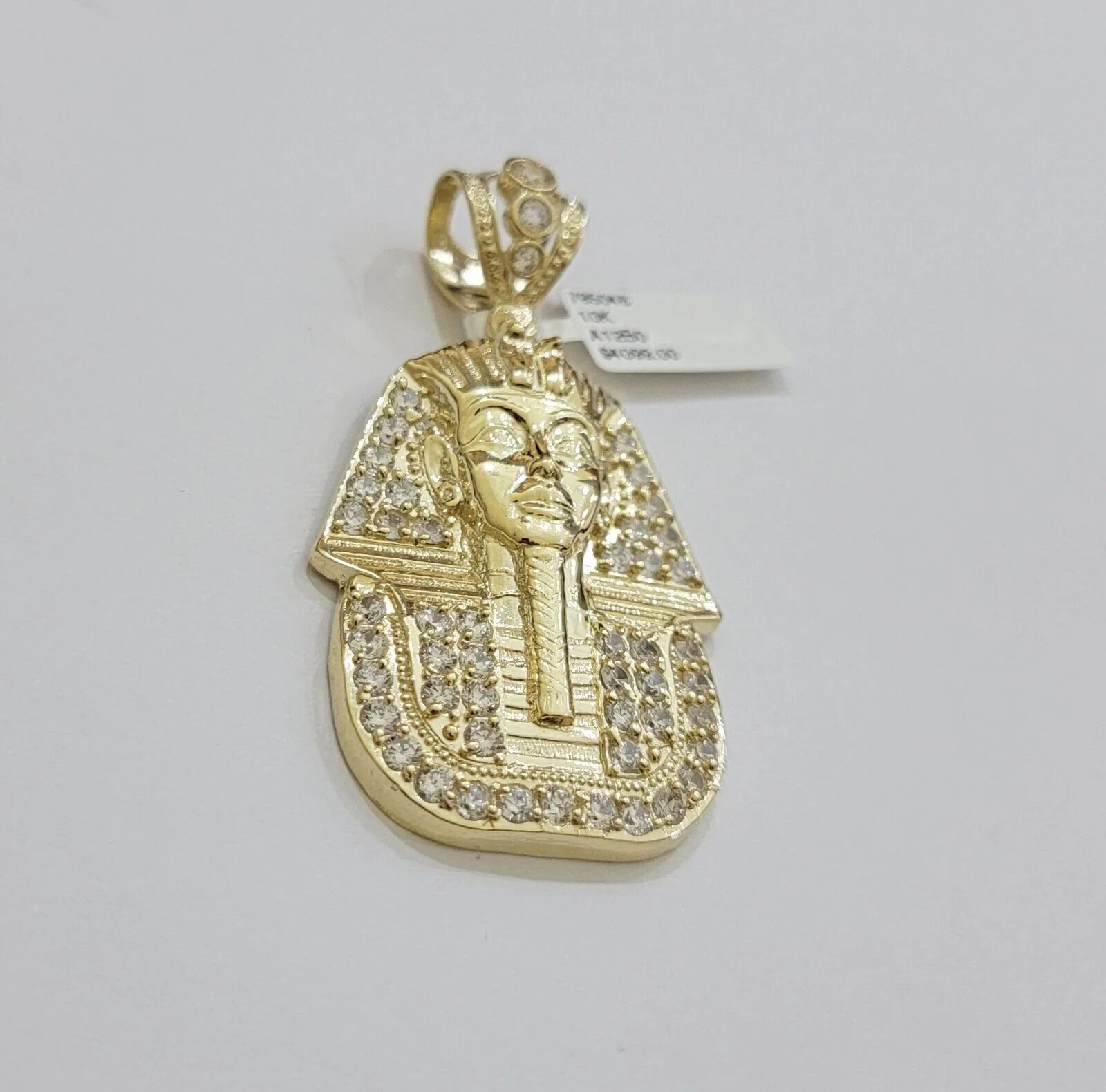 Real 10k Yellow Gold Pharaoh Head Charm Pendant 2.5"  10kt With Stones for Men's - Image 5