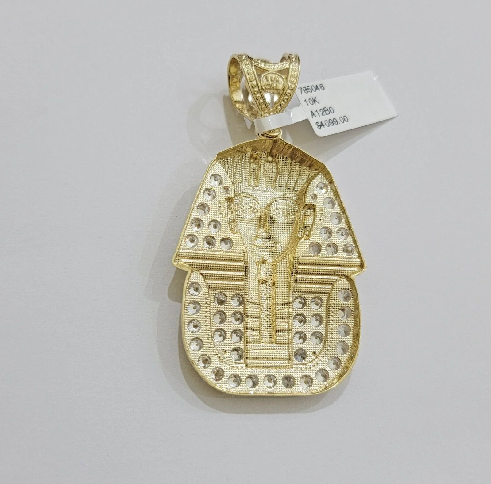 Real 10k Yellow Gold Pharaoh Head Charm Pendant 2.5"  10kt With Stones for Men's - Image 6