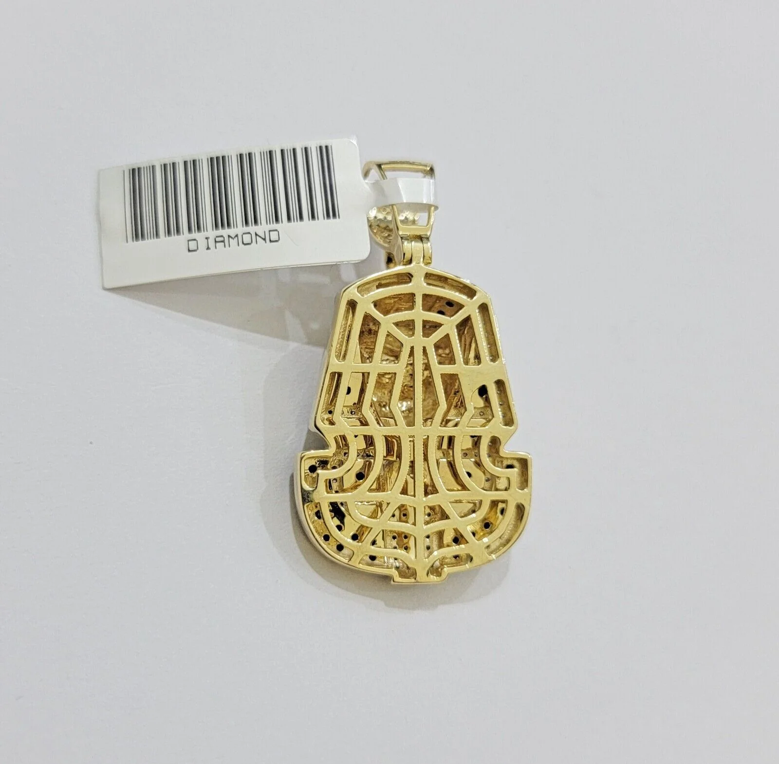 Real 10k Yellow Gold Pharoah Head Charm Pendant With black & White Diamonds Mens - Image 7