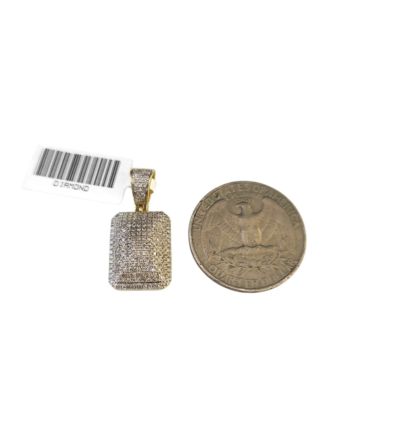 Real 10k Yellow Gold Pillow Diamond Charm Pendant 1'' inch Genuine 10kt - Image 2