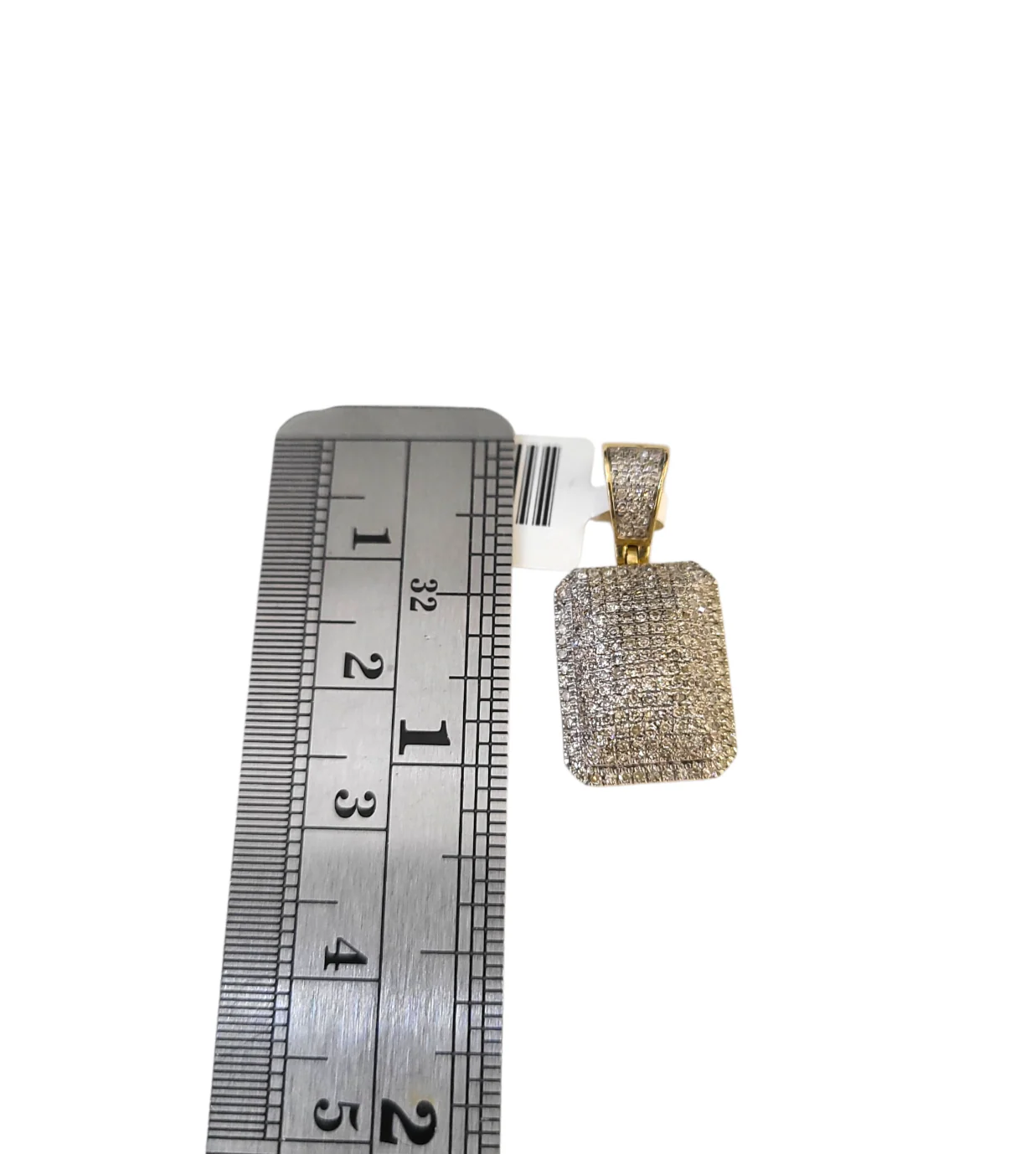 Real 10k Yellow Gold Pillow Diamond Charm Pendant 1'' inch Genuine 10kt - Image 4