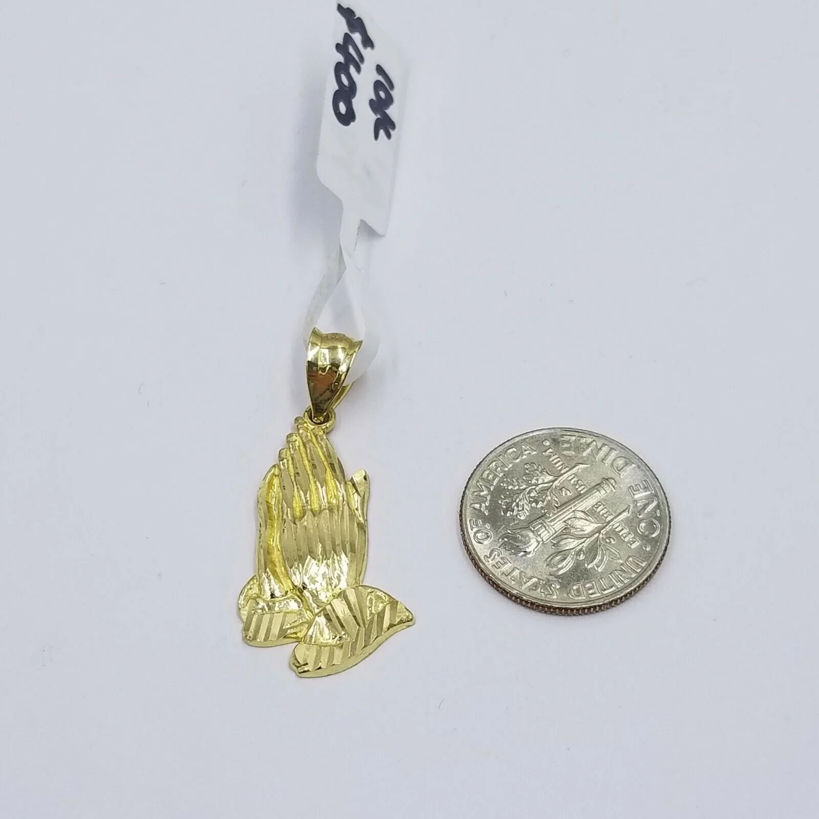 Real 10k Yellow Gold Praying Hand Charm Pendent Rope Chain 2.5mm 18" 20" 22" 24" - Image 5