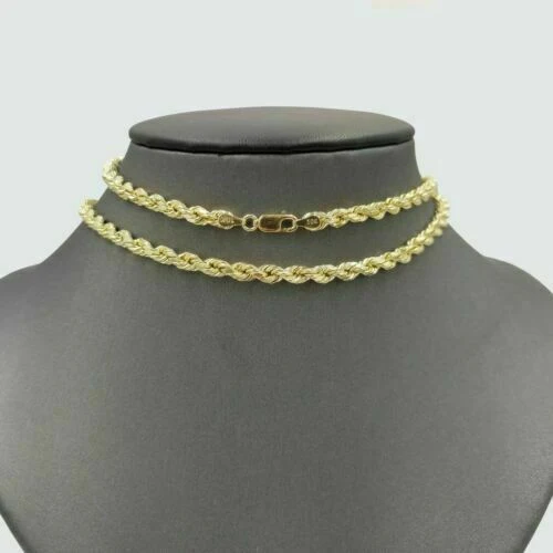 Real 10k Yellow Gold Praying Hand Charm Pendent Rope Chain 2.5mm 18" 20" 22" 24" - Image 6