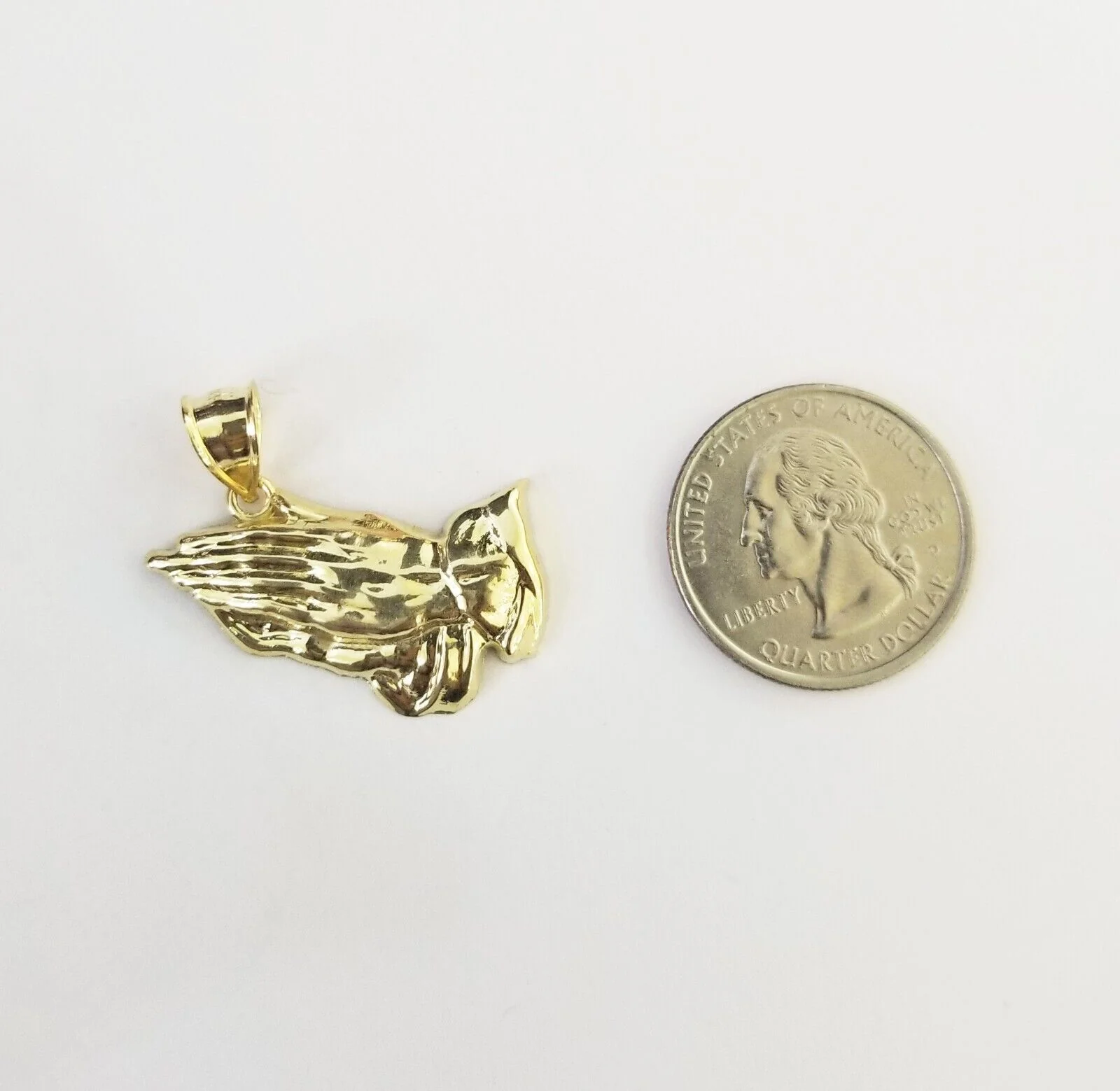 Real 10k Yellow Gold Praying Hands Charm Pendant 10kt for Chain Men Women - Image 5