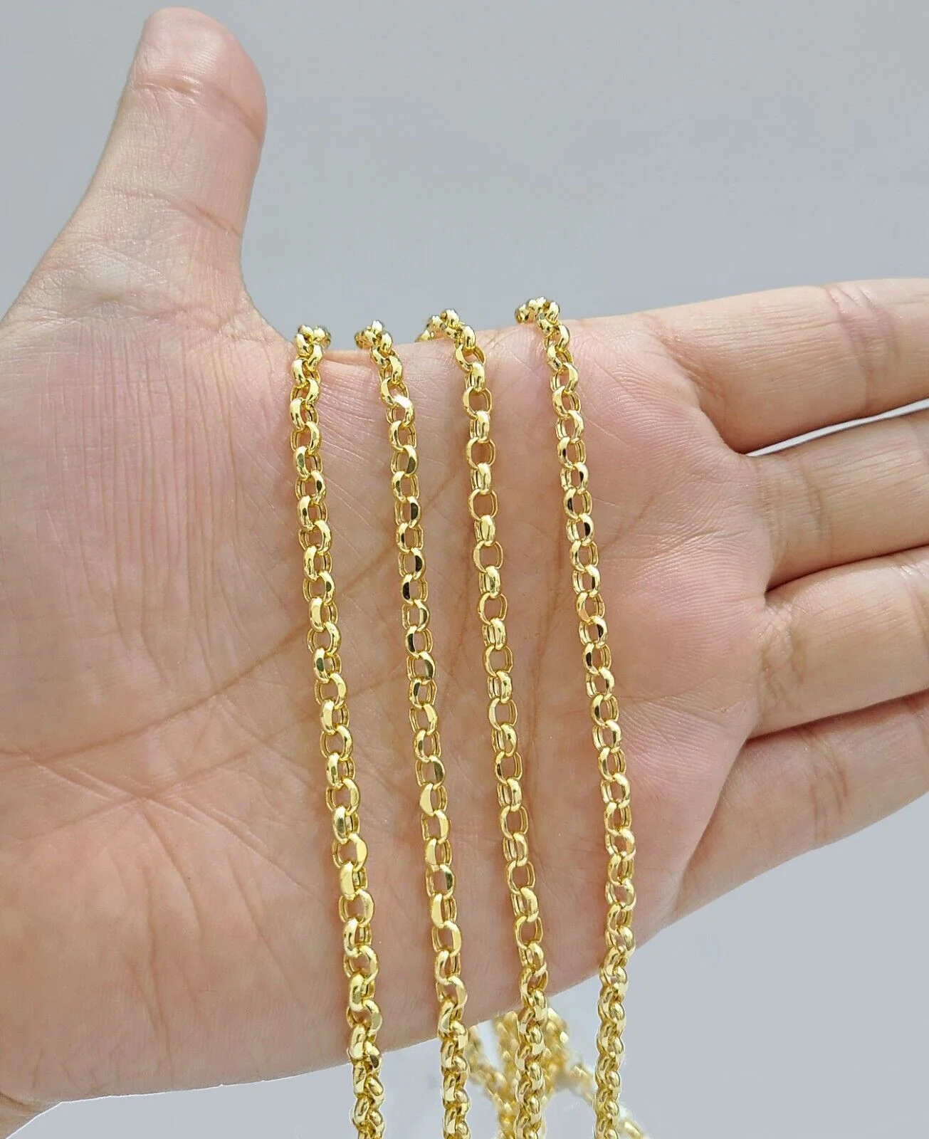 Real 10K Yellow Gold Rolo Link Rope Chain 4mm Necklace Unisex 18-26'' inches - Image 2