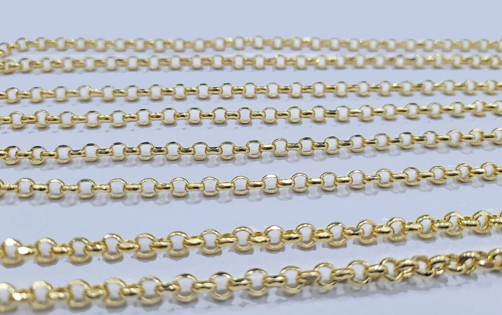 Real 10K Yellow Gold Rolo Link Rope Chain 4mm Necklace Unisex 18-26'' inches - Image 6