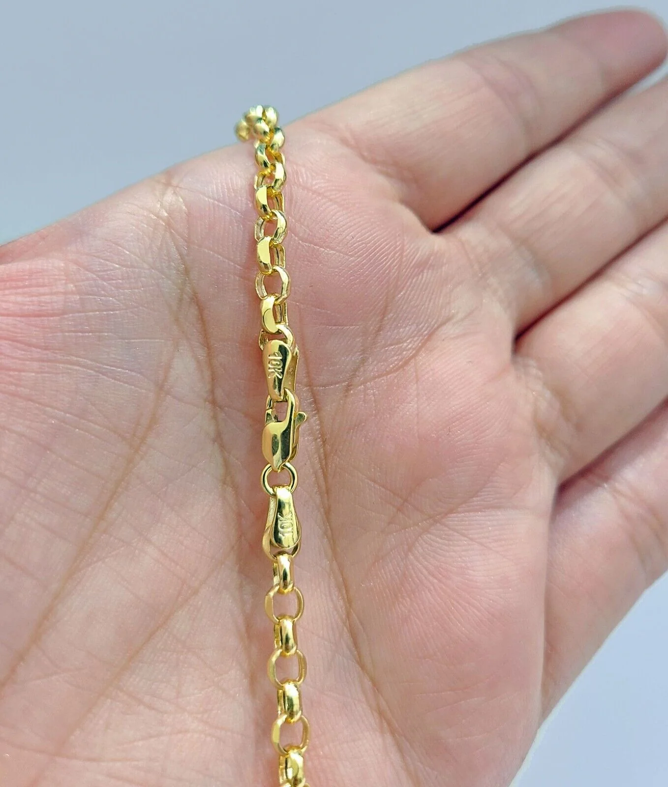 Real 10K Yellow Gold Rolo Link Rope Chain 4mm Necklace Unisex 18-26'' inches - Image 7