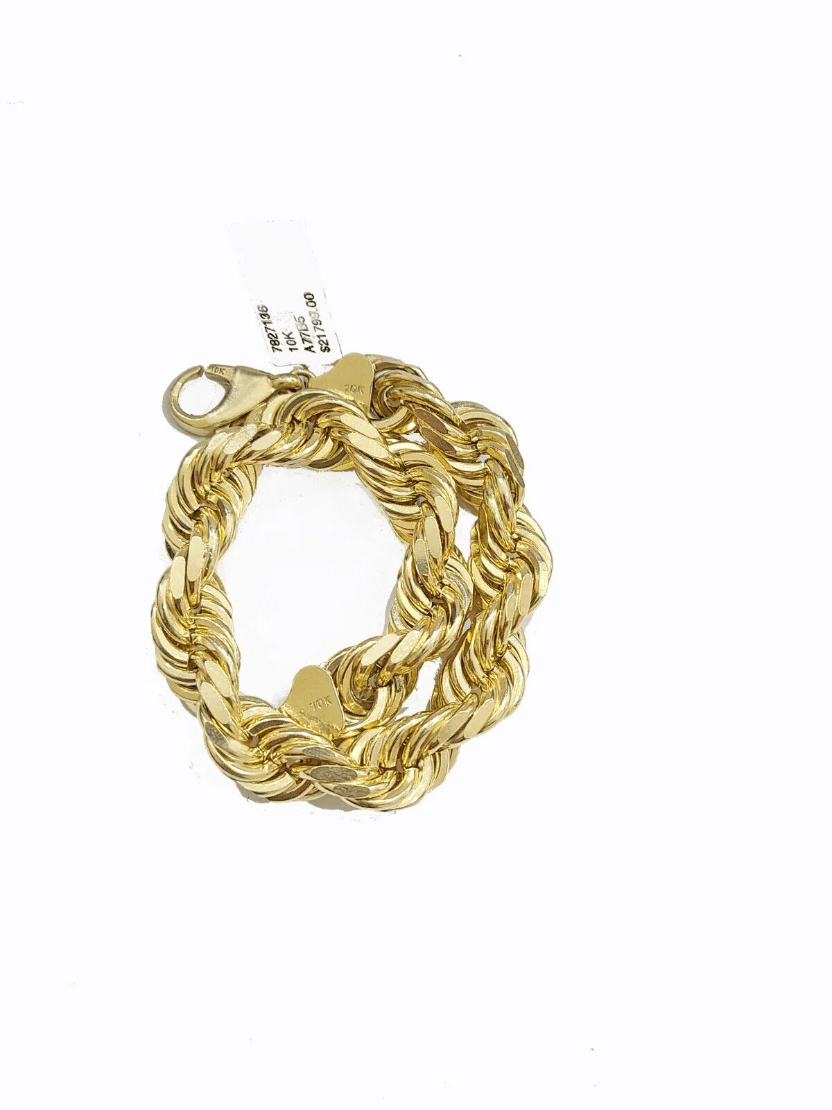 Real 10K Yellow Gold Rope Bracelet 10mm 8 Inch Lobster Lock For mens - Image 6
