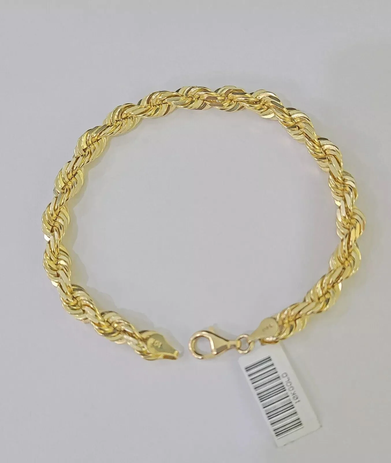Real 10k Yellow Gold Rope Bracelet 8 Inch 5mm SOLID Diamond Cuts Men Women 10KT - Image 6