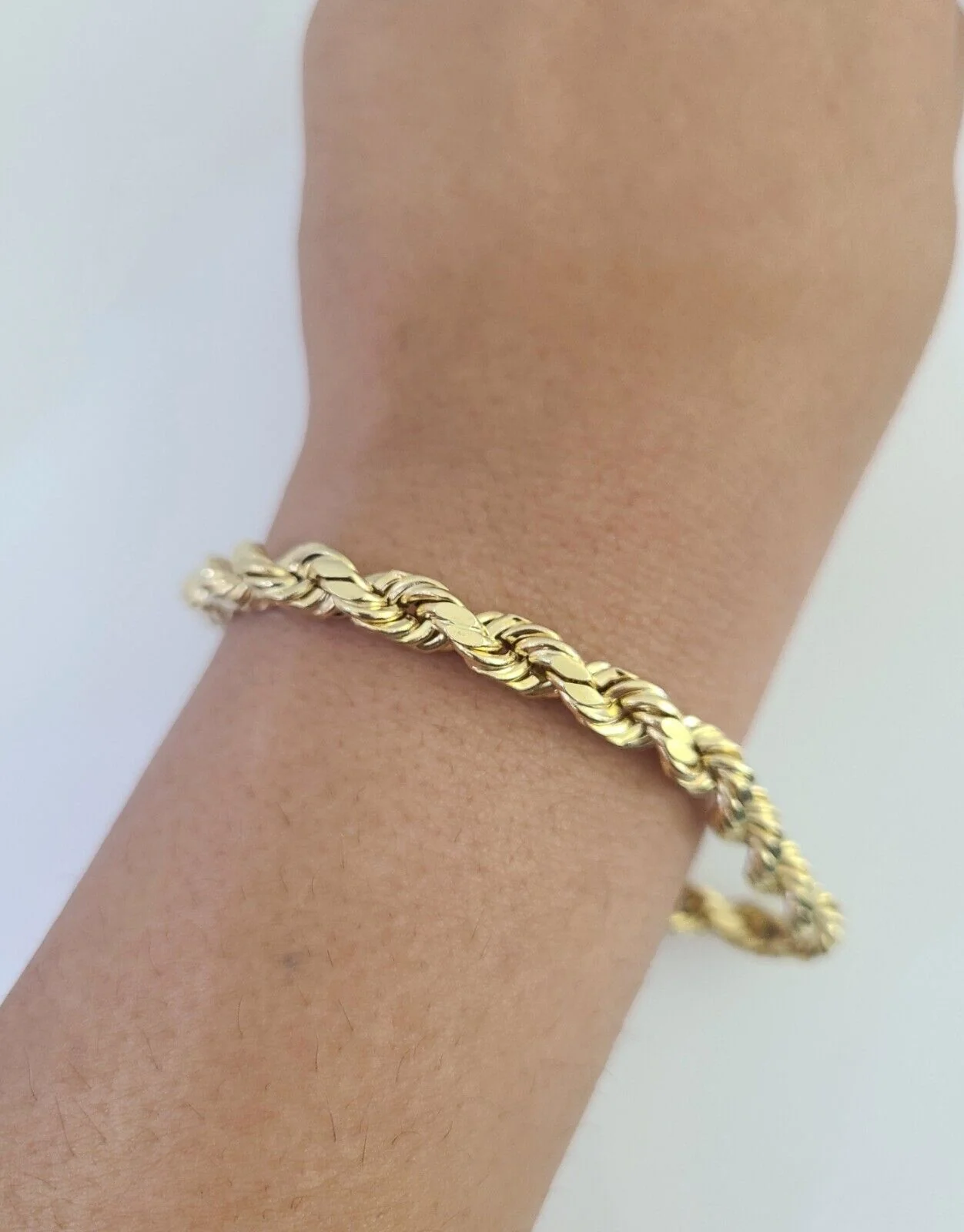 Real 10K Yellow Gold Rope Bracelet 8" Inch 8mm 10kt Men Women - Image 3