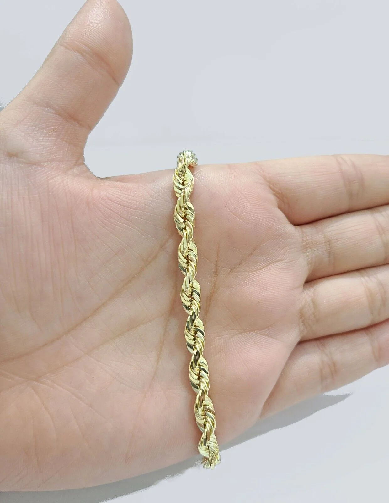 Real 10k Yellow Gold Rope Bracelet 9 Inch 5mm SOLID Diamond Cuts Men Women 10KT - Image 5