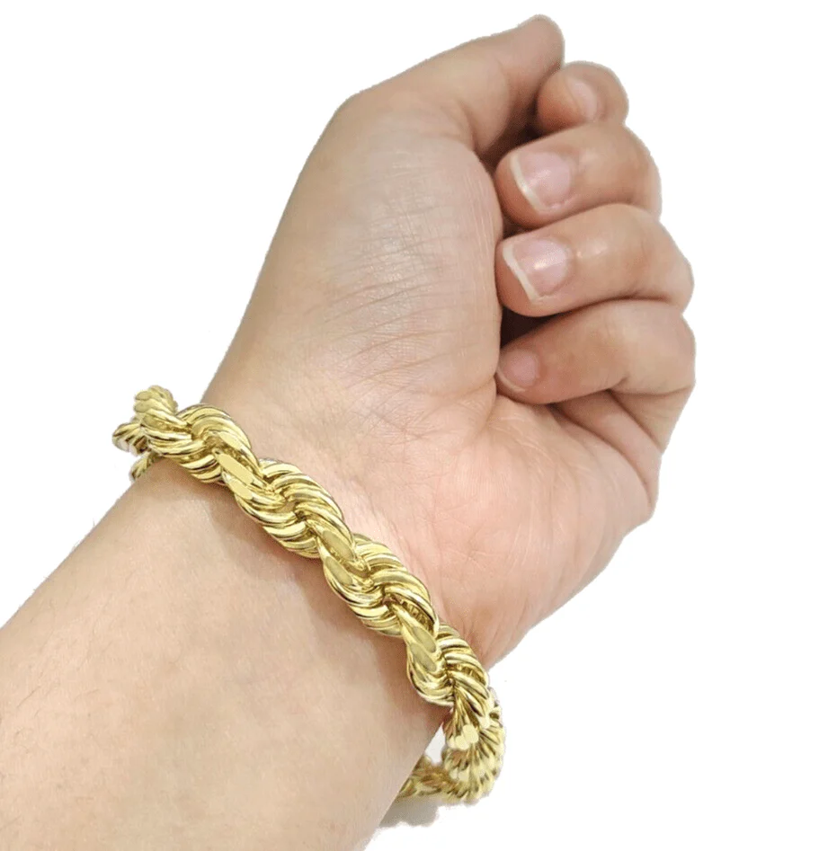 Real 10k Yellow Gold Rope Bracelet 9 Inch Solid Lobster Lock 10kt Mens HEAVY - Image 4