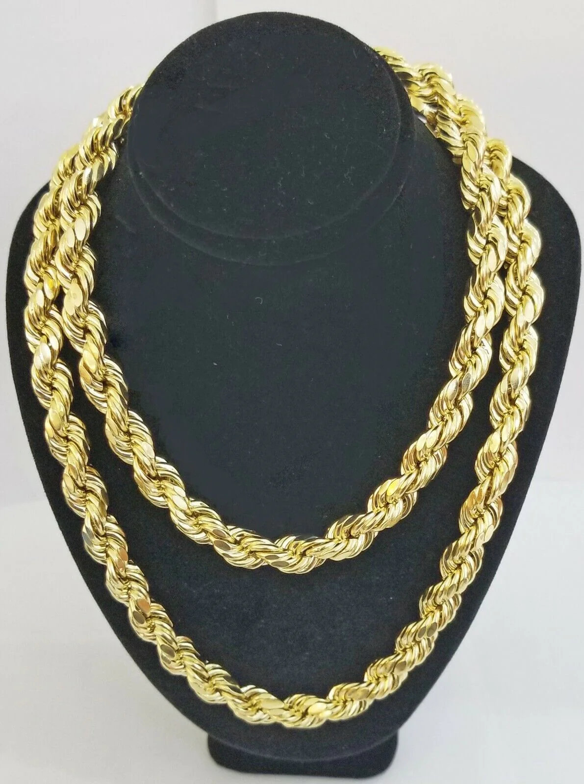 REAL 10k Yellow Gold Rope Chain 10mm 24" Men's thick necklace 10kt diamond cuts - Image 3