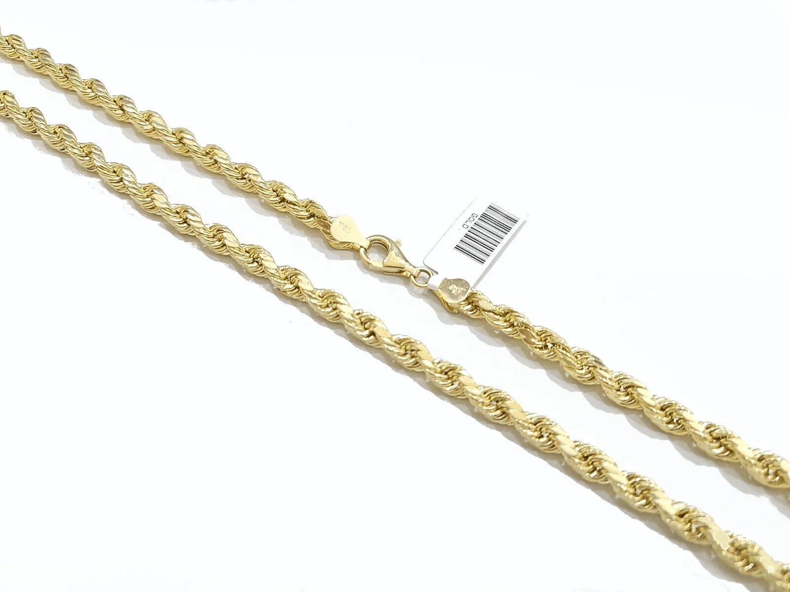 Real 10k Yellow Gold  Rope Chain 22'' Necklace anchor cross charm pendant - Image 6
