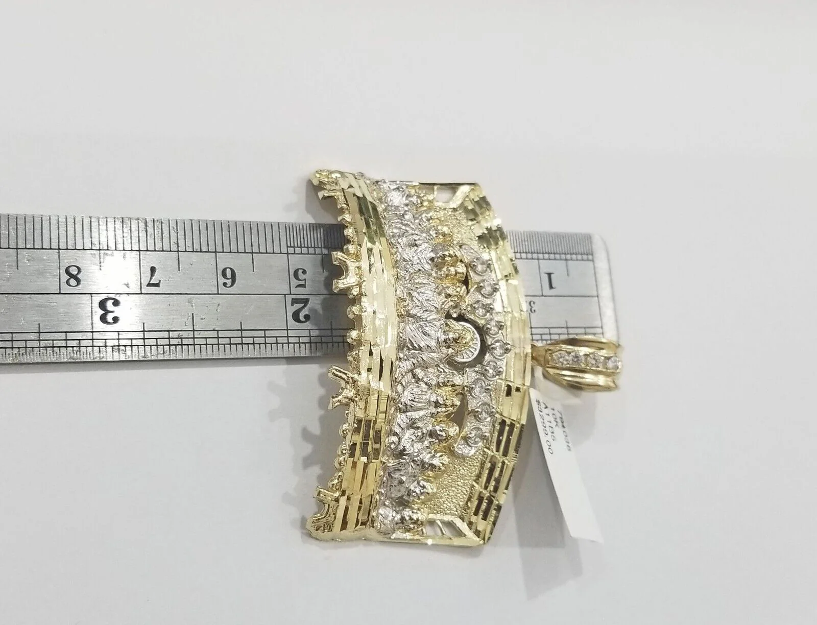Real 10k Yellow Gold Rope Chain 24" inch Necklace And Charm Last Supper Pendant - Image 6